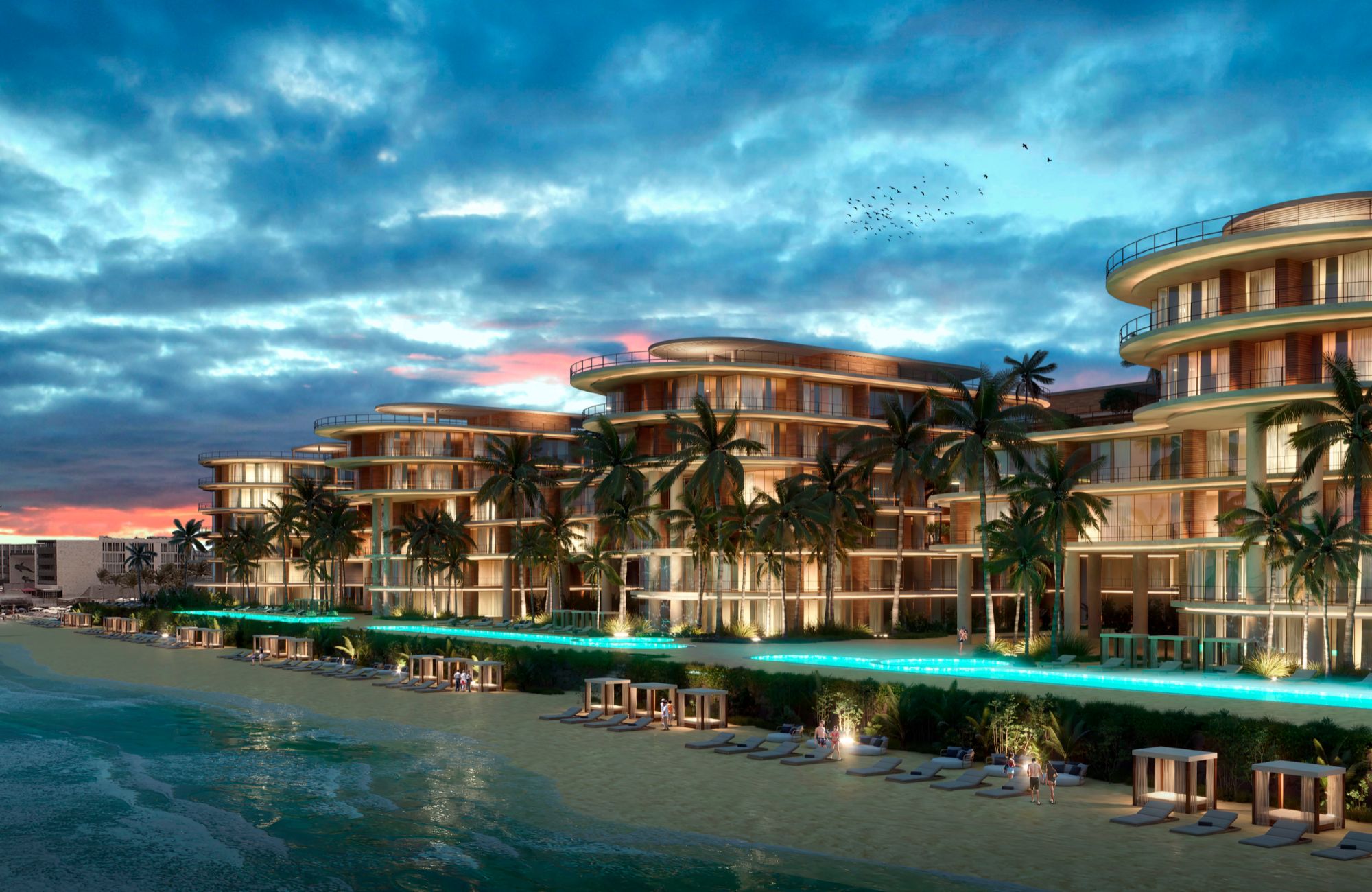 Golf course view condo surrounded by green with clubhouse, cenotes, beach club, parks, pre-construction-sale Playa del Carmen.