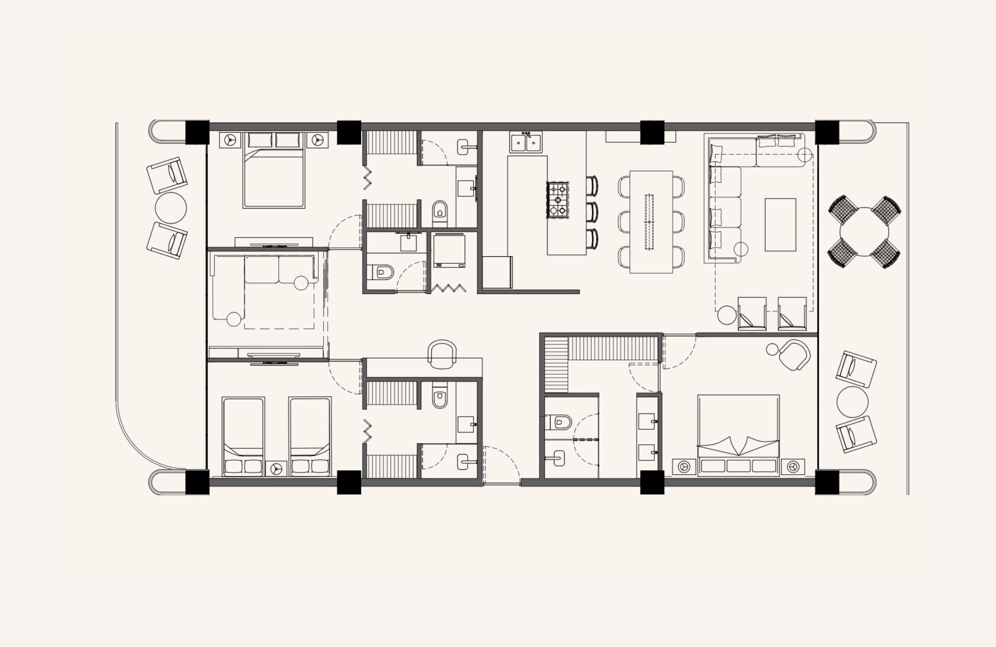 Condominio frente al mar con terraza y balcon, pre-venta Playa del Carmen.