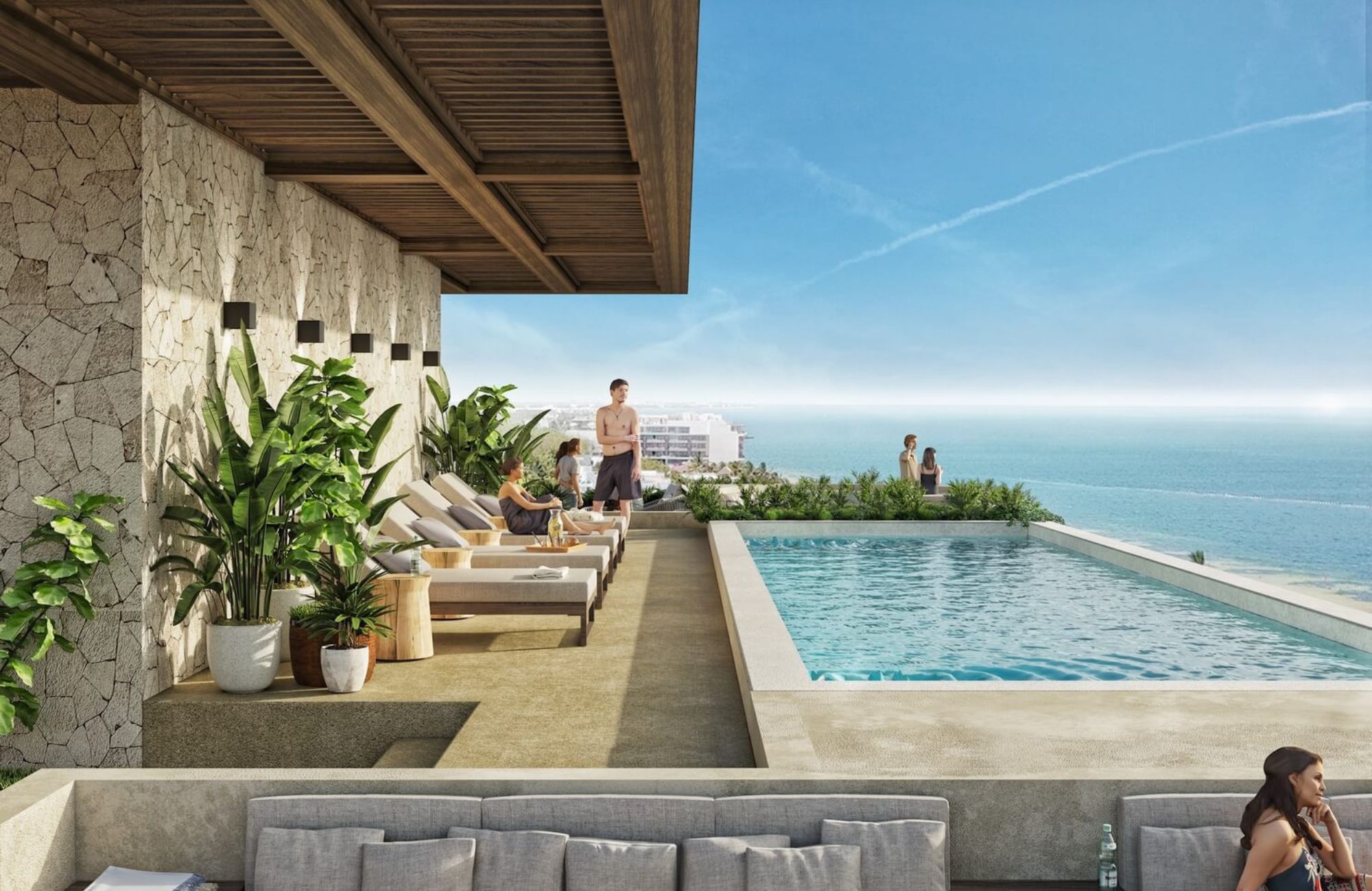 Condominium with ocean view, swimming pool, gym, for sale, beachfront, Puerto Morelos.