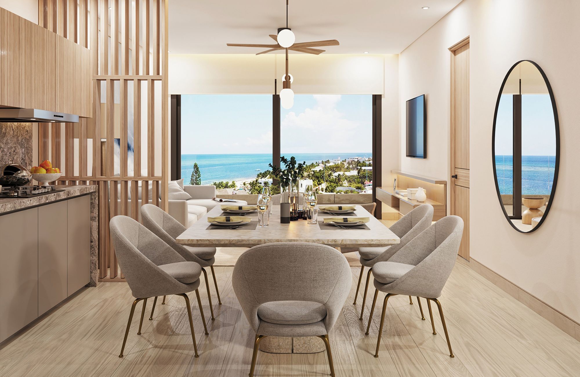 Departamento con servicio de hotel, en venta, Frente al mar, Puerto Morelos.