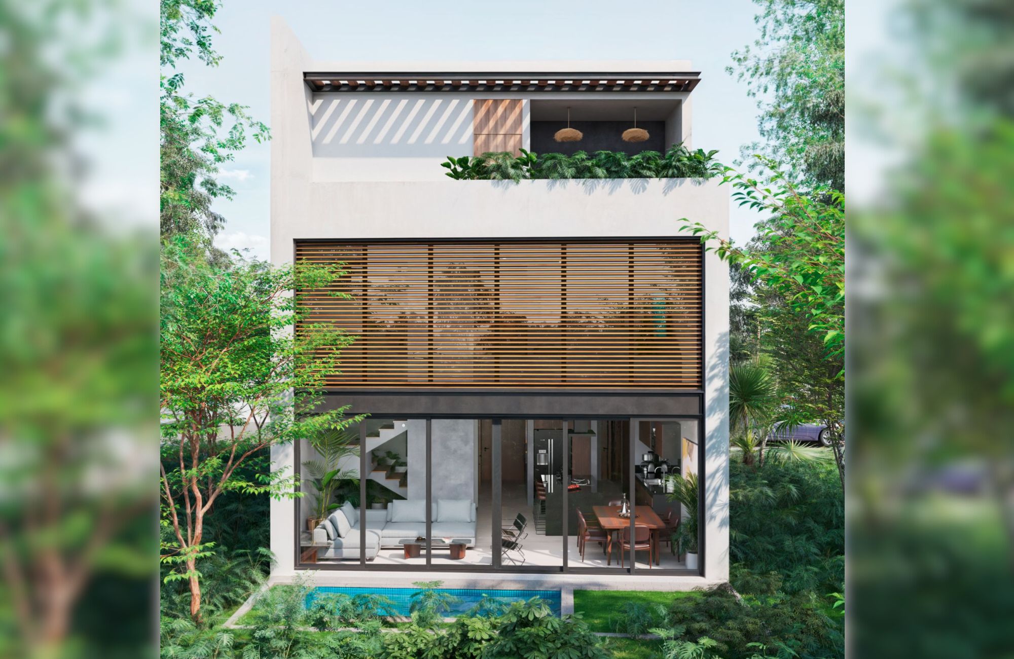 House with rooftop and private pool for sale in El Cielo, Playa del Carmen