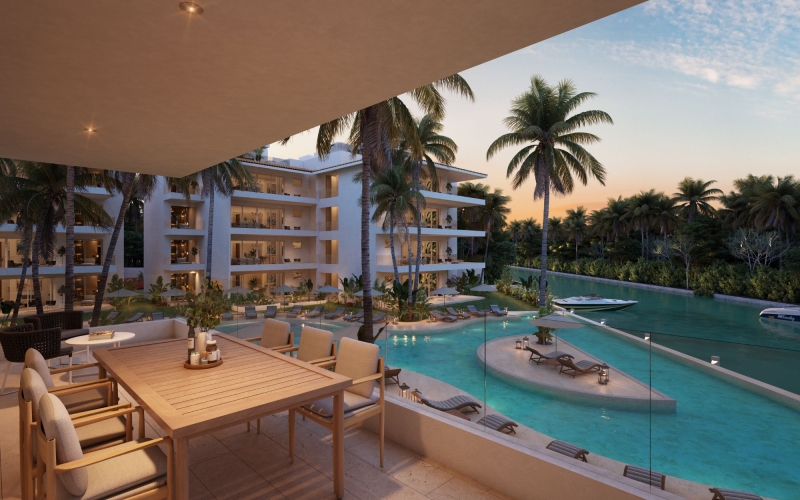 Departamento con jard&iacute;n y alberca privada, en venta, Marina, Puerto Aventuras