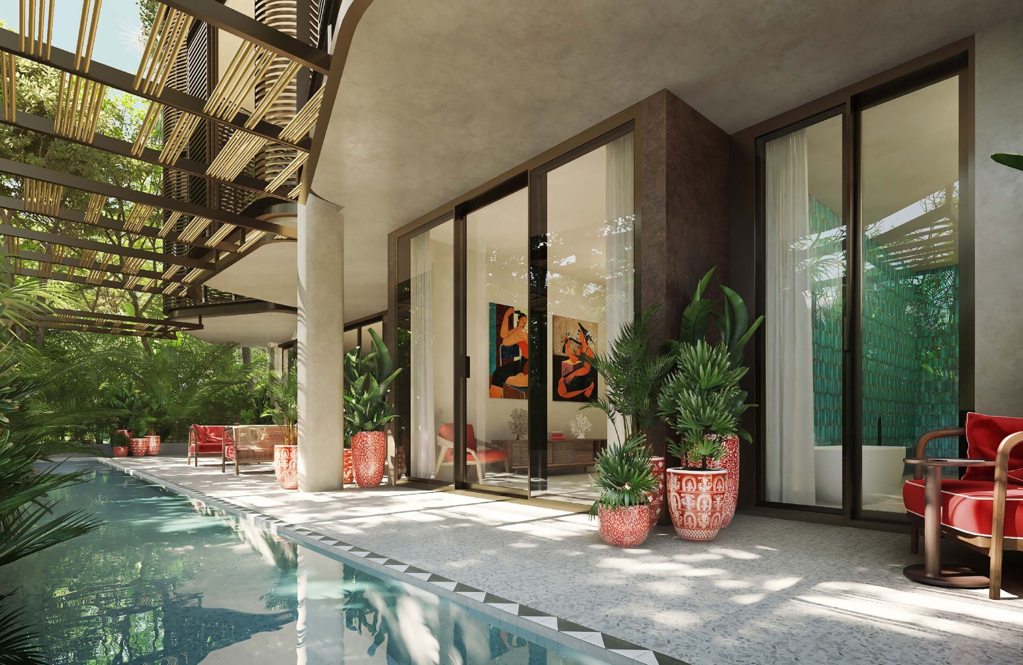 Condo en venta, plata baja, terraza, alberca, cerca de la playa, Tulum 101, Tulum