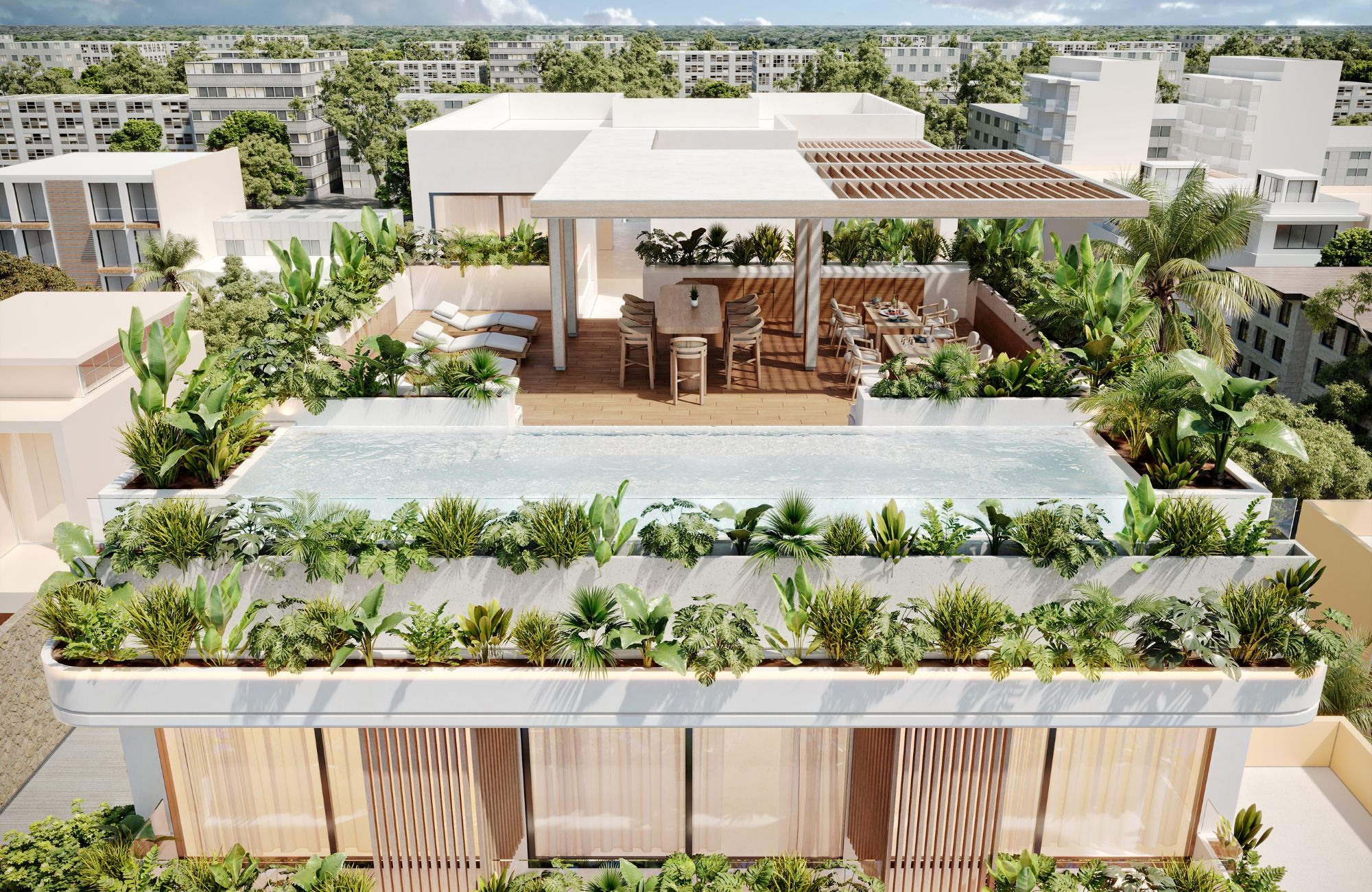 Departamento doble altura, con club de playa, campo de golf, + de 20 amenidades, en venta, Corasol, Playa del Carmen, pre-construccion.