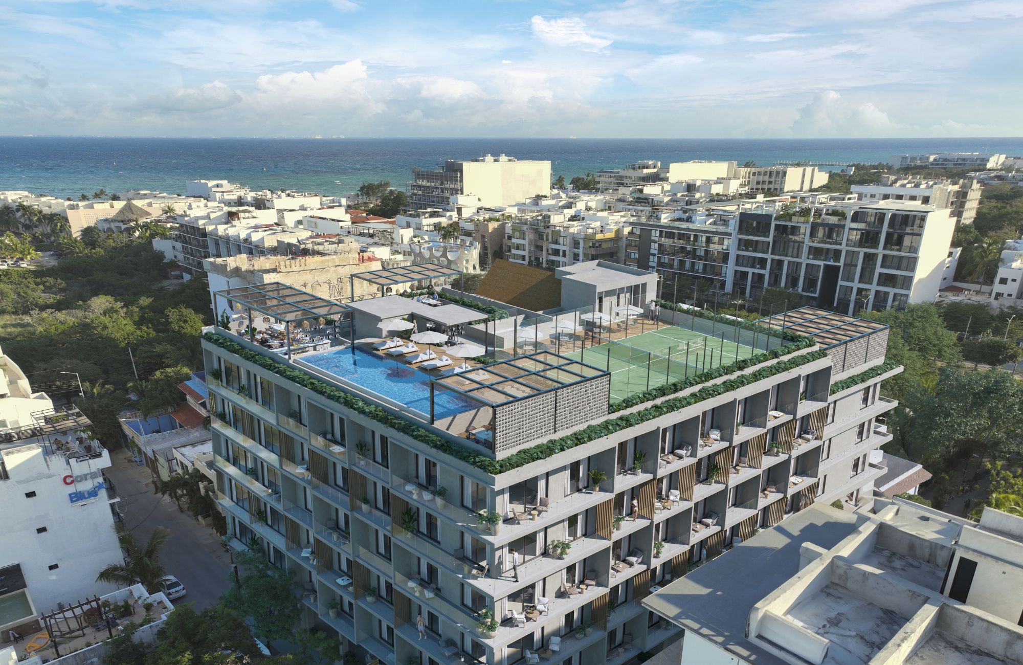 Apartment with pool, hammocks, outdoor cinema for sale Playa del Carmen