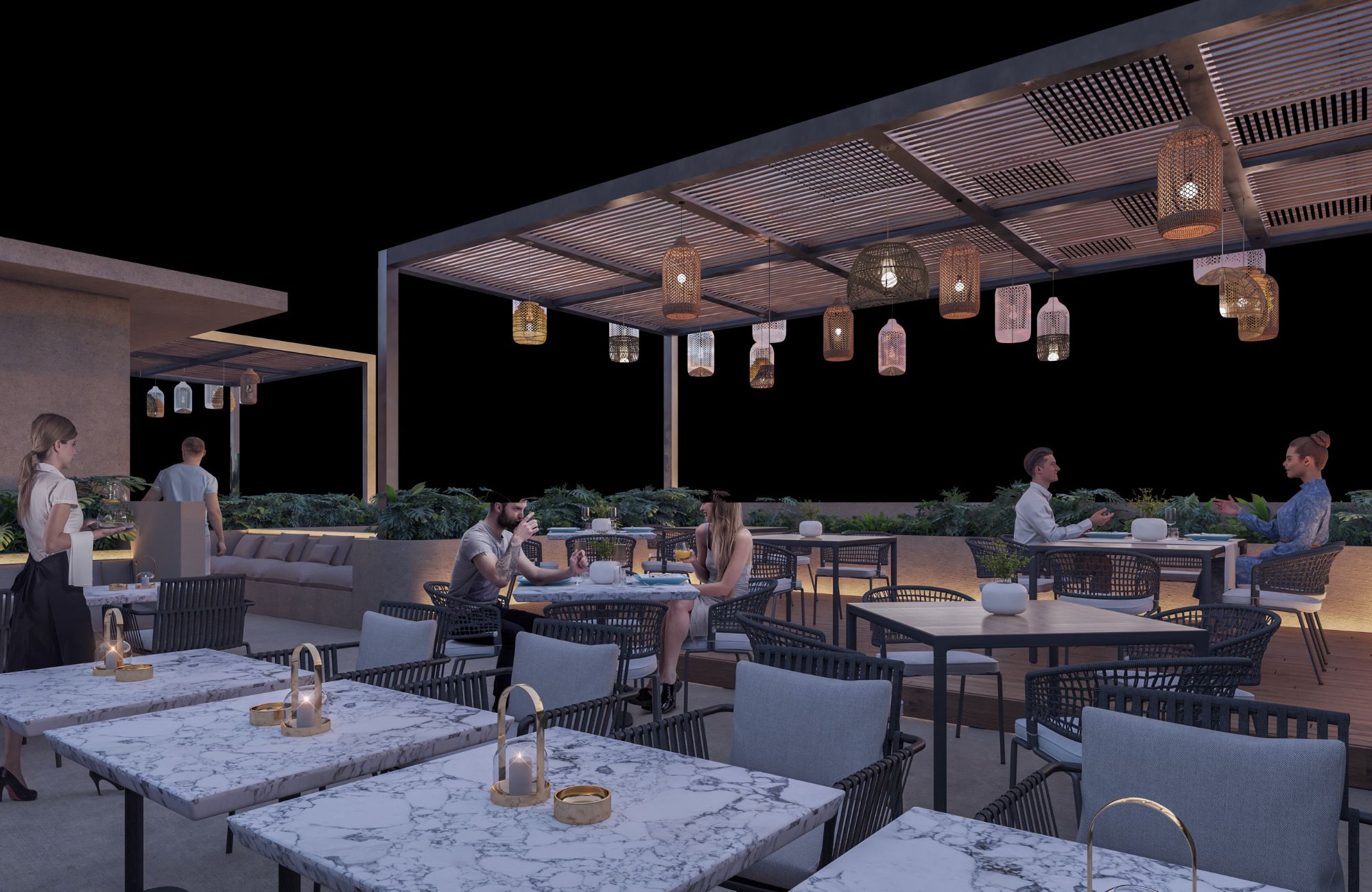 Apartment with pool, hammocks, outdoor cinema for sale Playa del Carmen