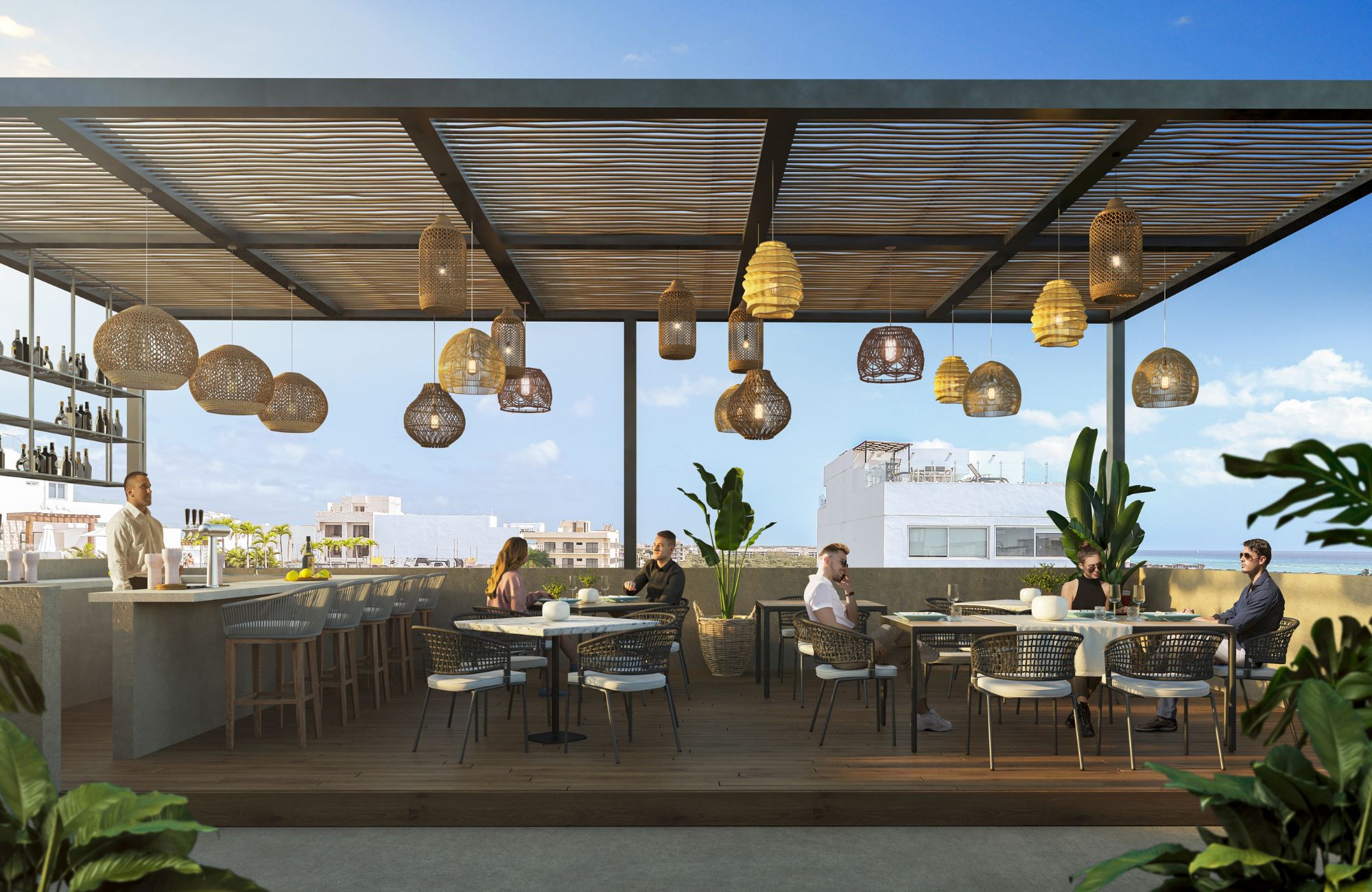 Apartment with pool, hammocks, outdoor cinema for sale Playa del Carmen