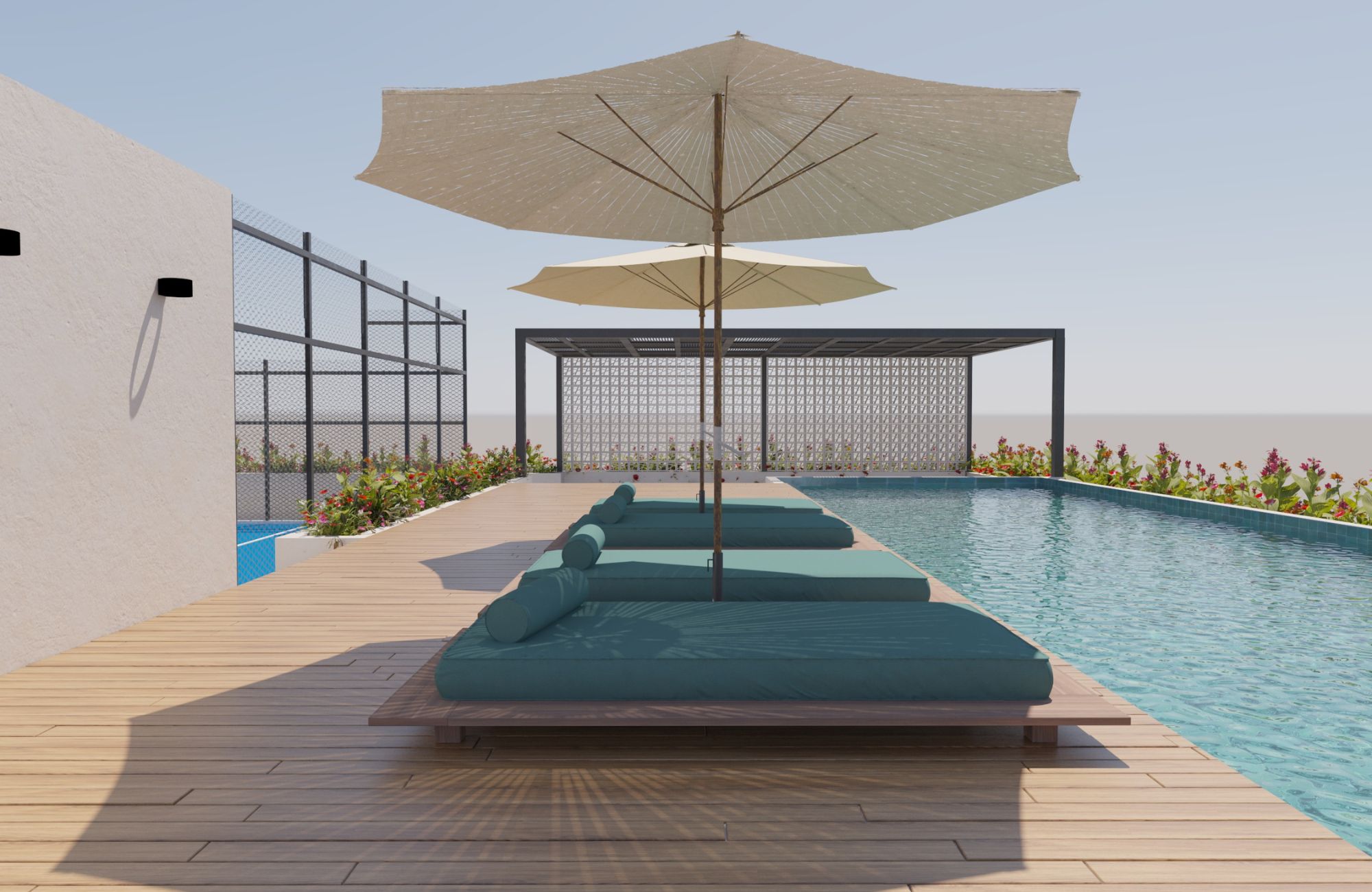 Apartment with pool, hammocks, outdoor cinema for sale Playa del Carmen