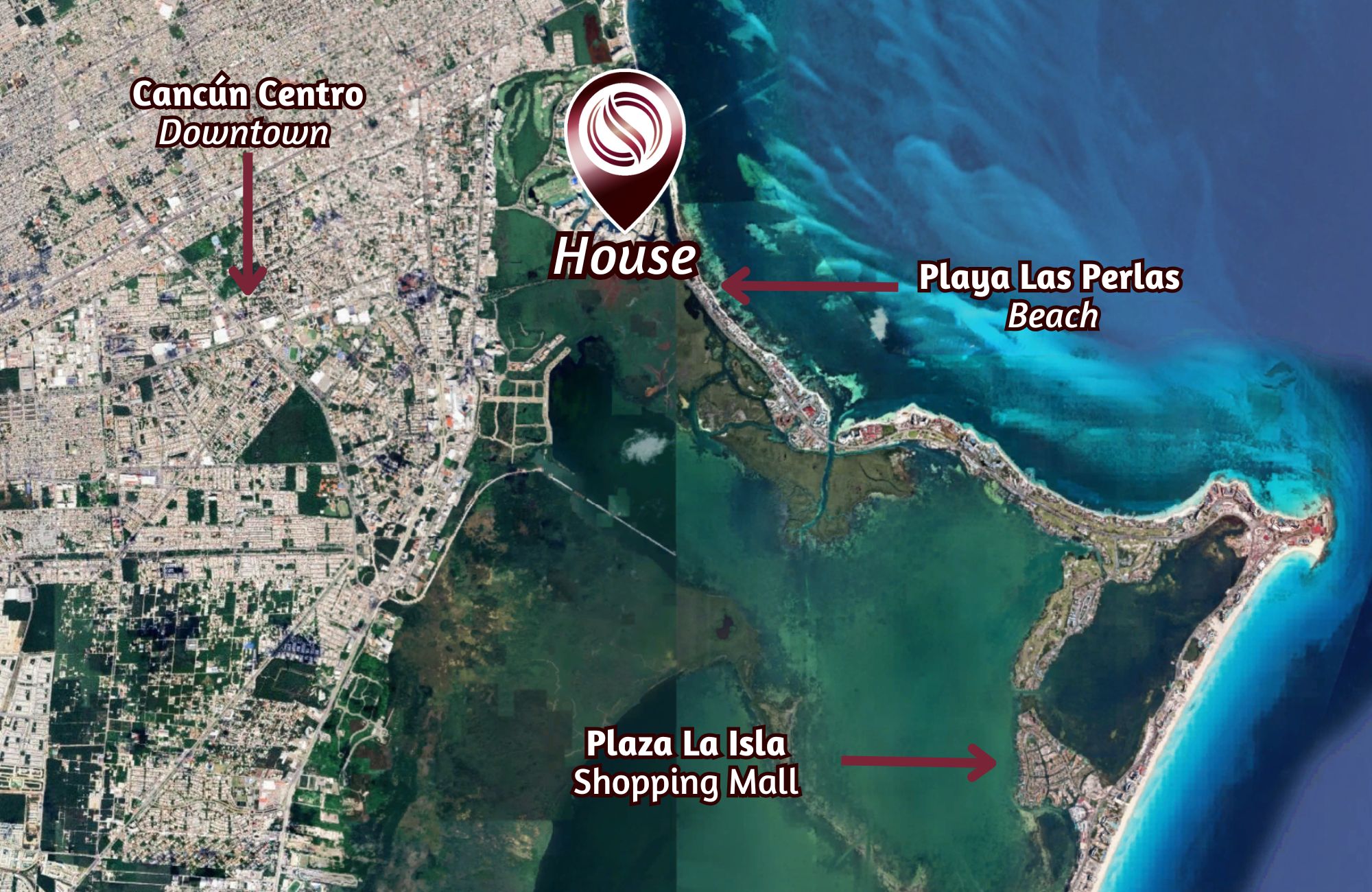 House with private pool on the lagoon shore, for sale, Zona Hotelera Canc&uacute;n.