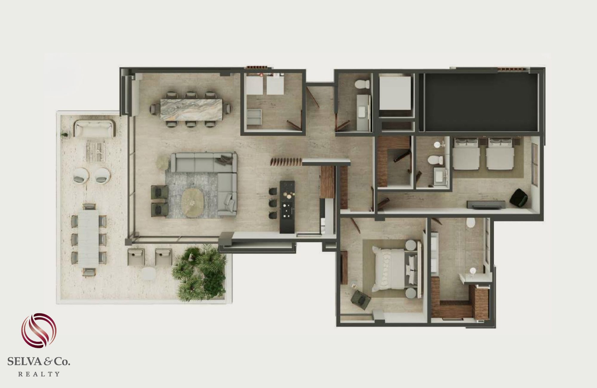 Oceanfront condominium with two terraces, pre-sale Playa del Carmen.