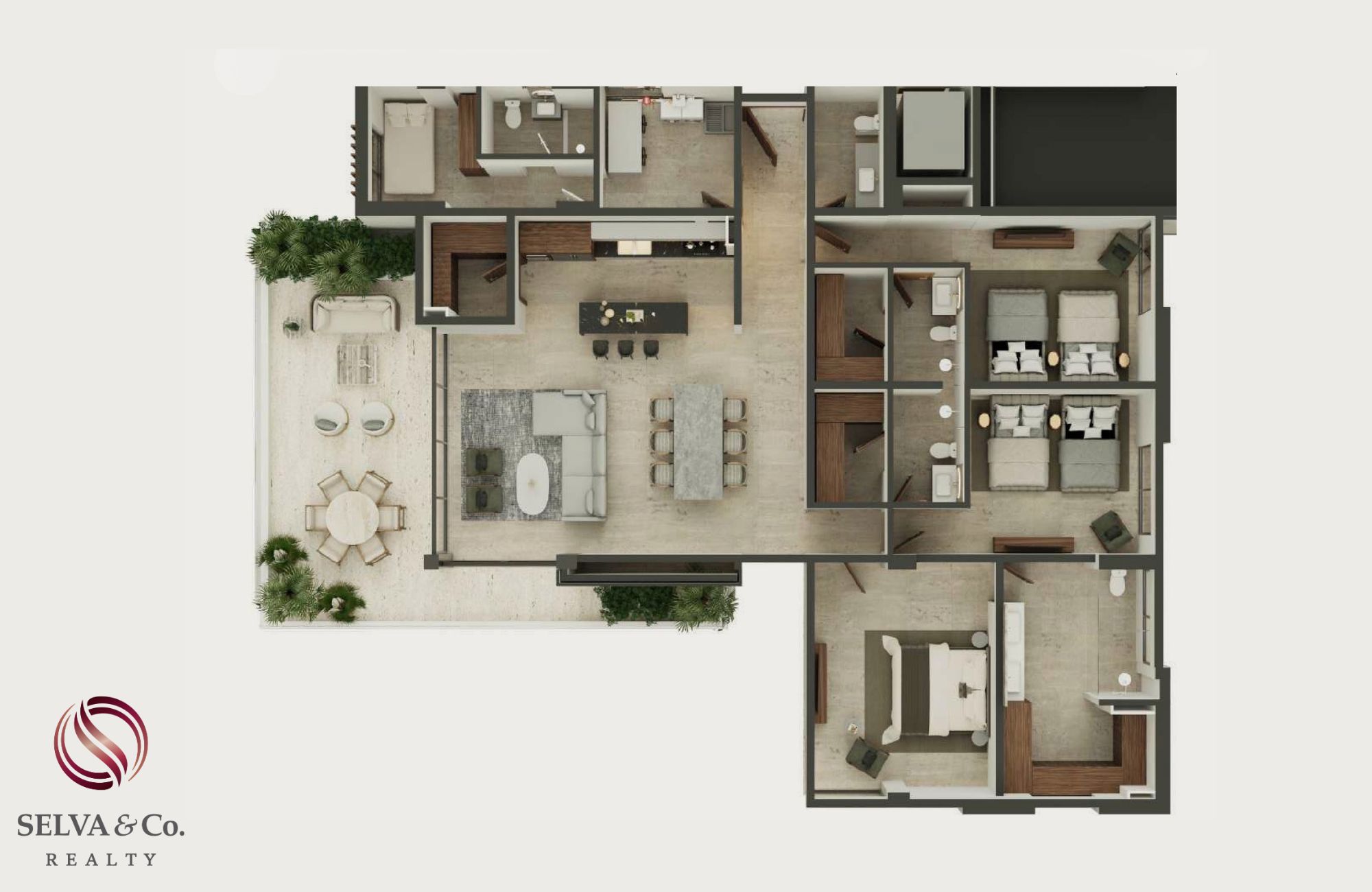 Oceanfront condominium with terrace and balcony, pre-sale Playa del Carmen.