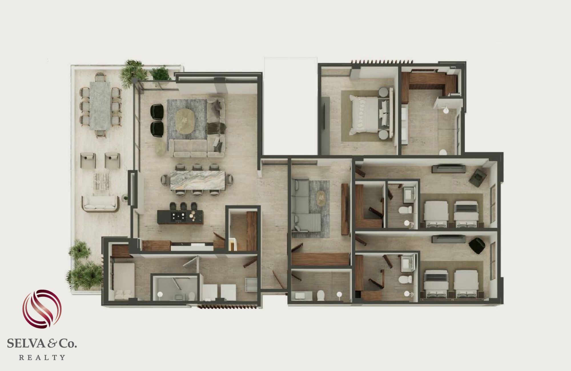 Oceanfront condominium with terrace and balcony, pre-sale Playa del Carmen.