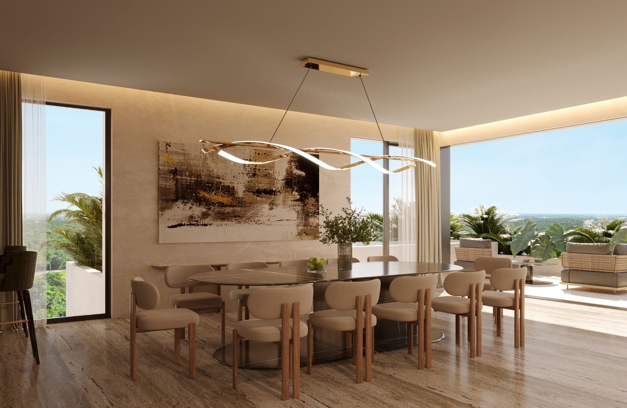 Oceanfront condominium with terrace and balcony, pre-sale Playa del Carmen.