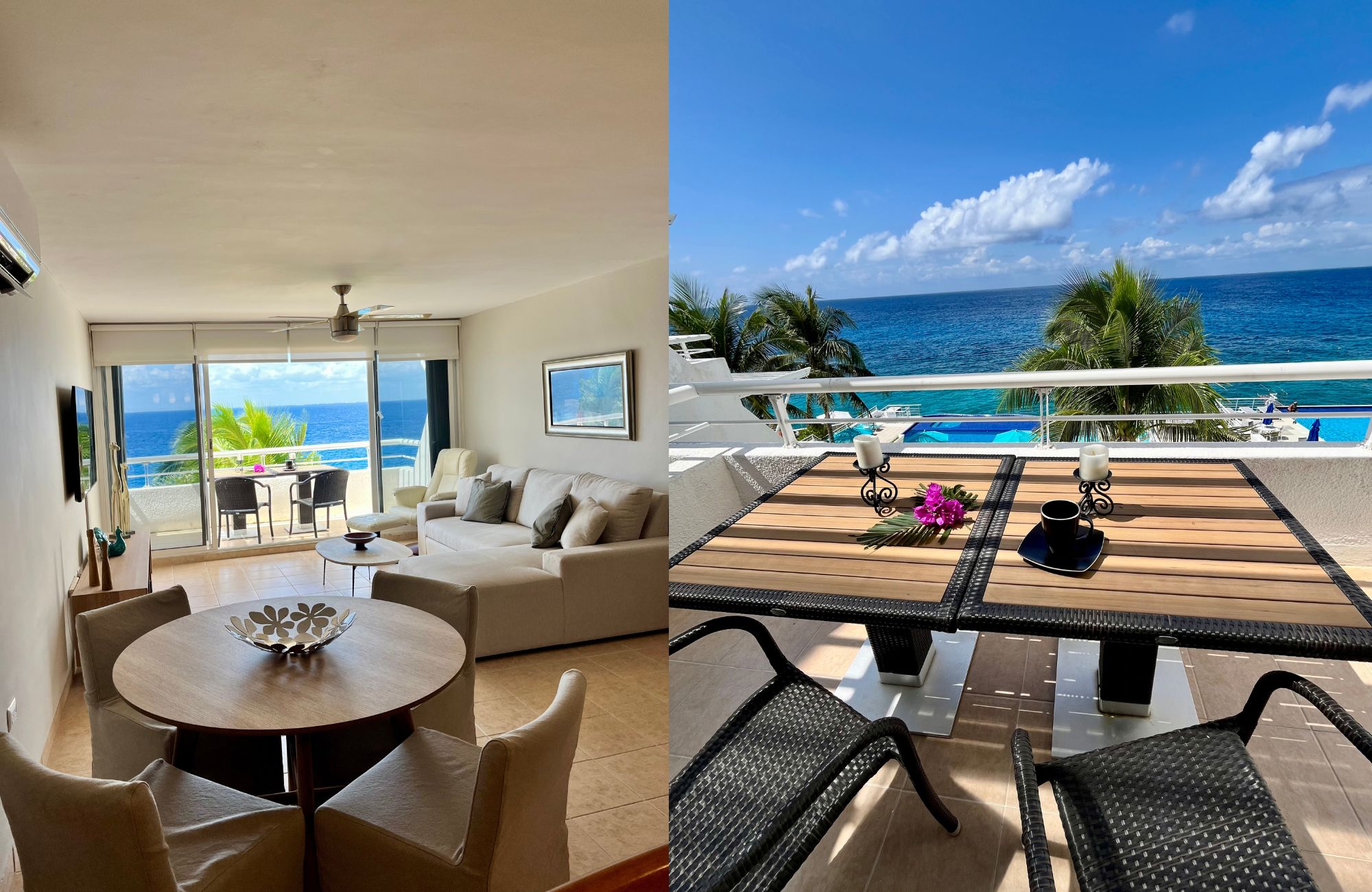 Condominium with balcony, oceanview infinity pool and jacuzzi for sale, downtown area, in Cozumel, Quintana Roo.