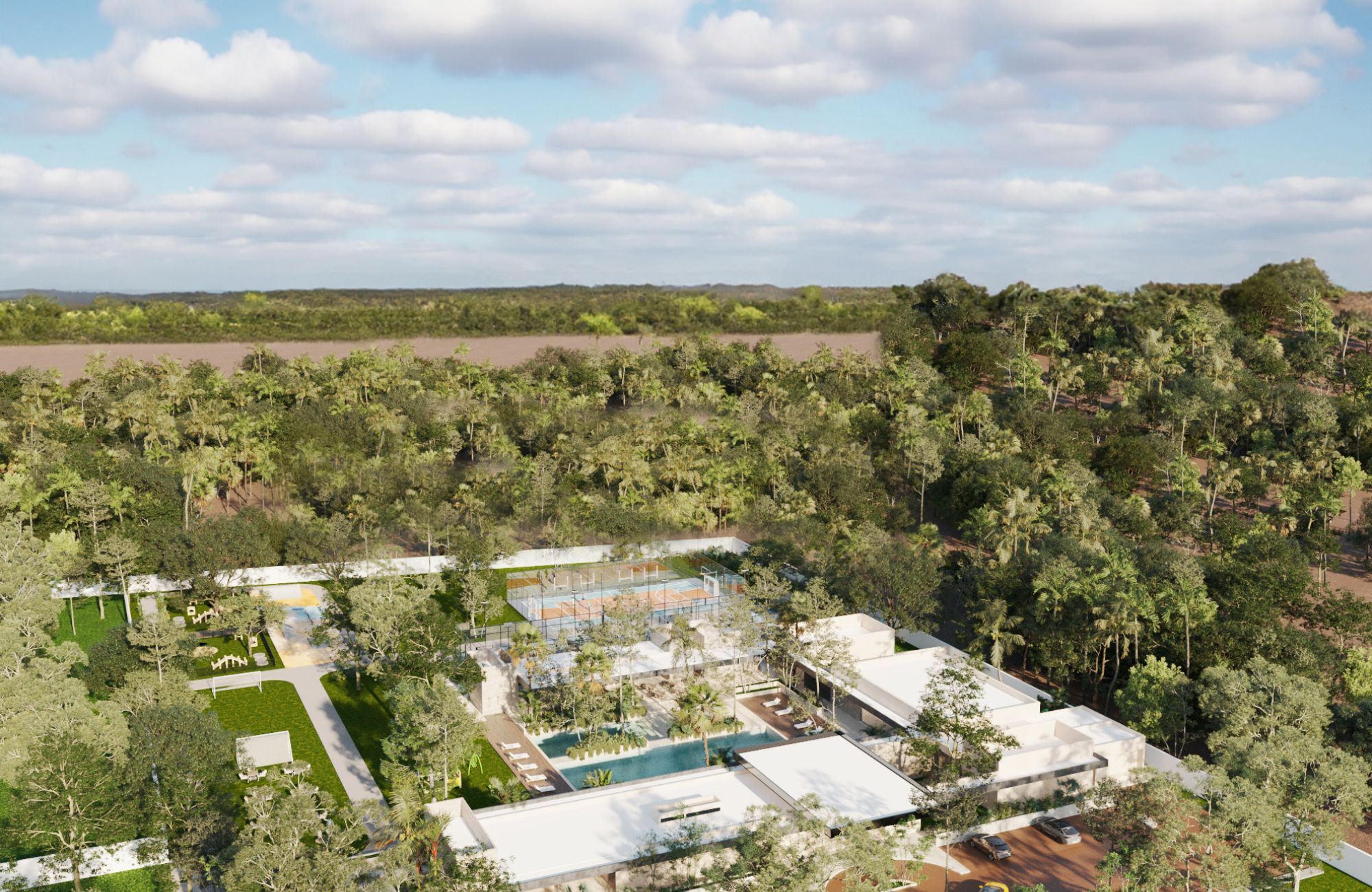 Single-family home lot for sale in Los Almendros Residential, Playa del Carmen.