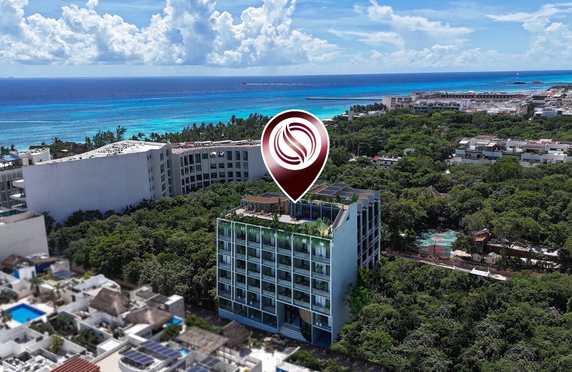 Ground floor condo with small garden, terrace with pool, jacuzzi, gym, coworking, concierge, pre-construction, for sale, Playa del Carmen.