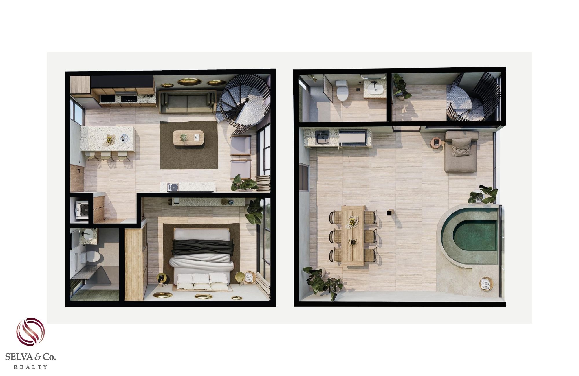 Loft with pool 500 meters to the besch, pre-construction, for sale, Playa del Carmen.