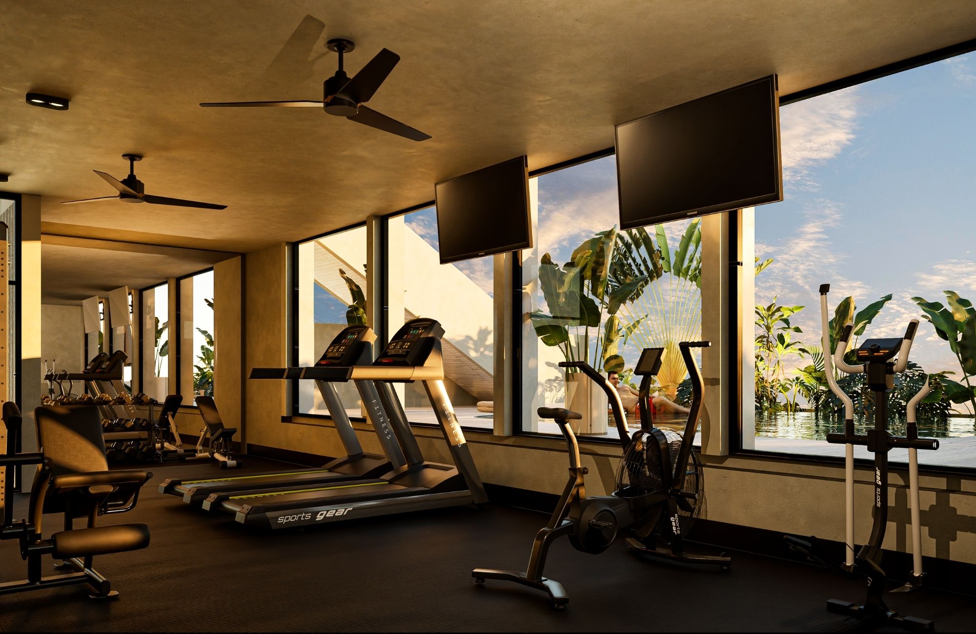 Condo with beach club, ground floor, furnished, gym, business center, concierge and more for sale in Playa del Carmen.