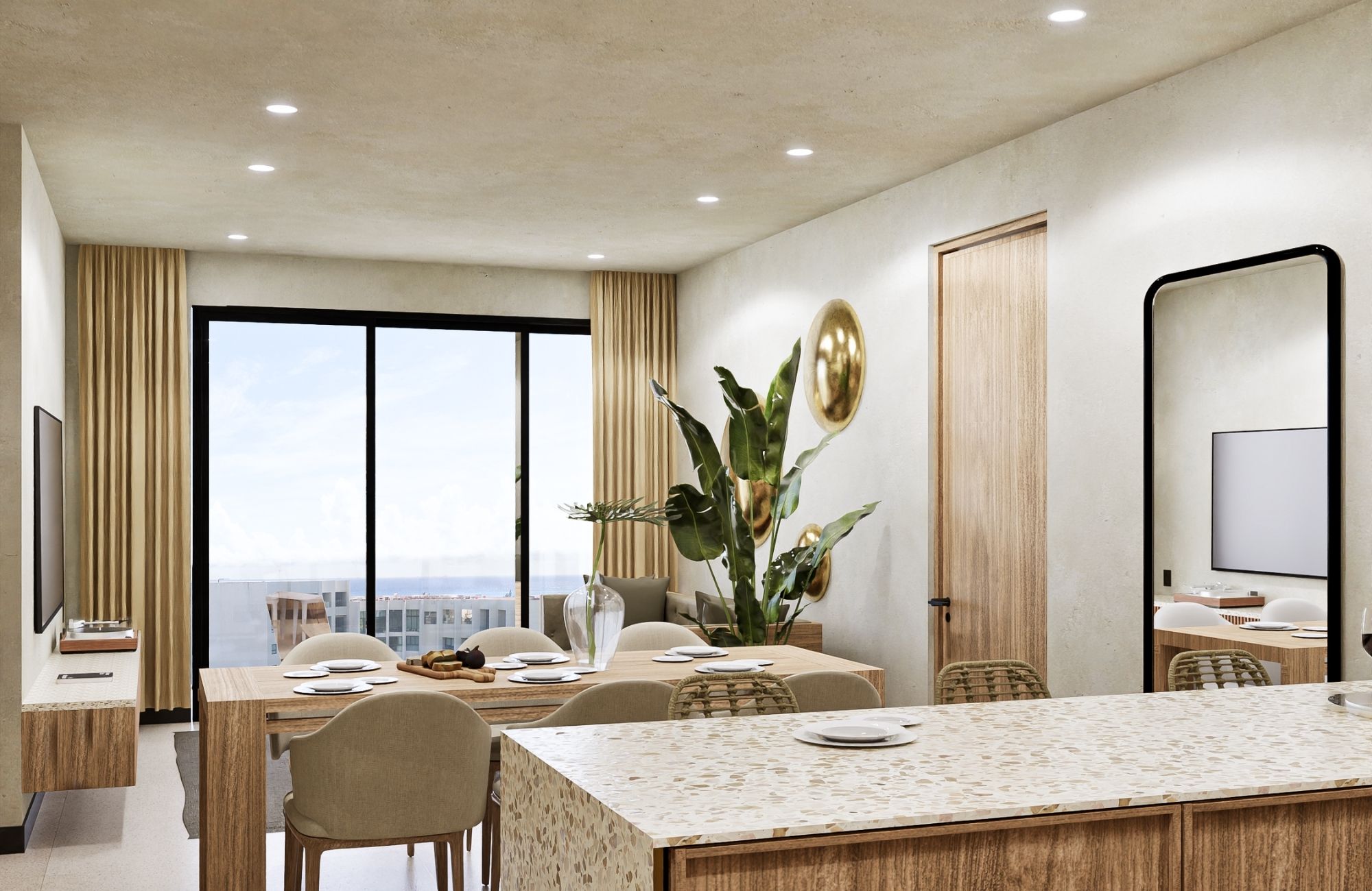 Condo with beach club, ground floor, furnished, gym, business center, concierge and more for sale in Playa del Carmen.