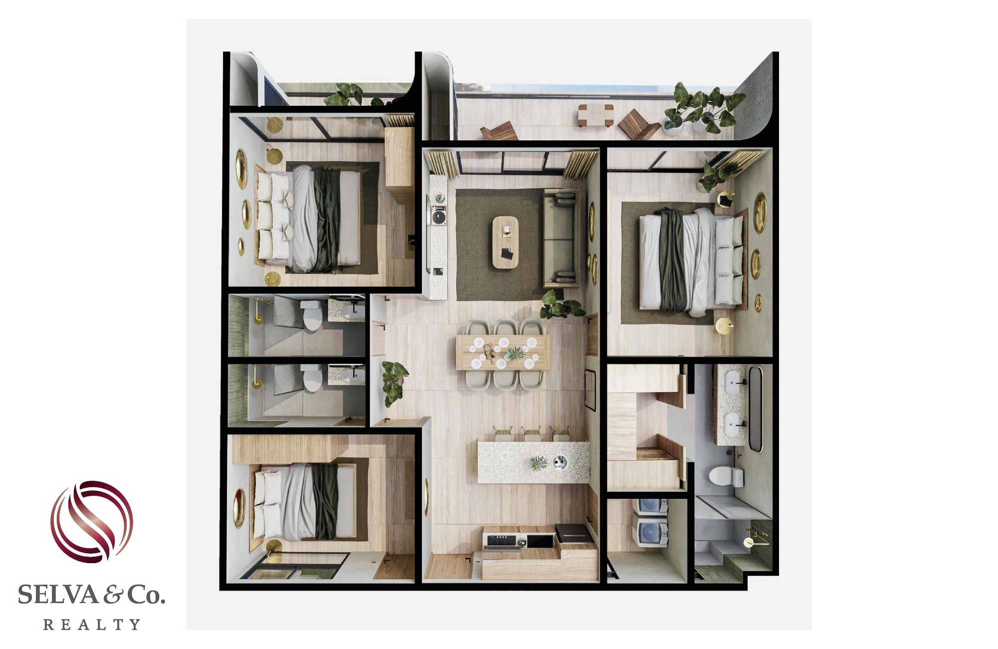 Condo with beach club, ground floor, furnished, gym, business center, concierge and more for sale in Playa del Carmen.