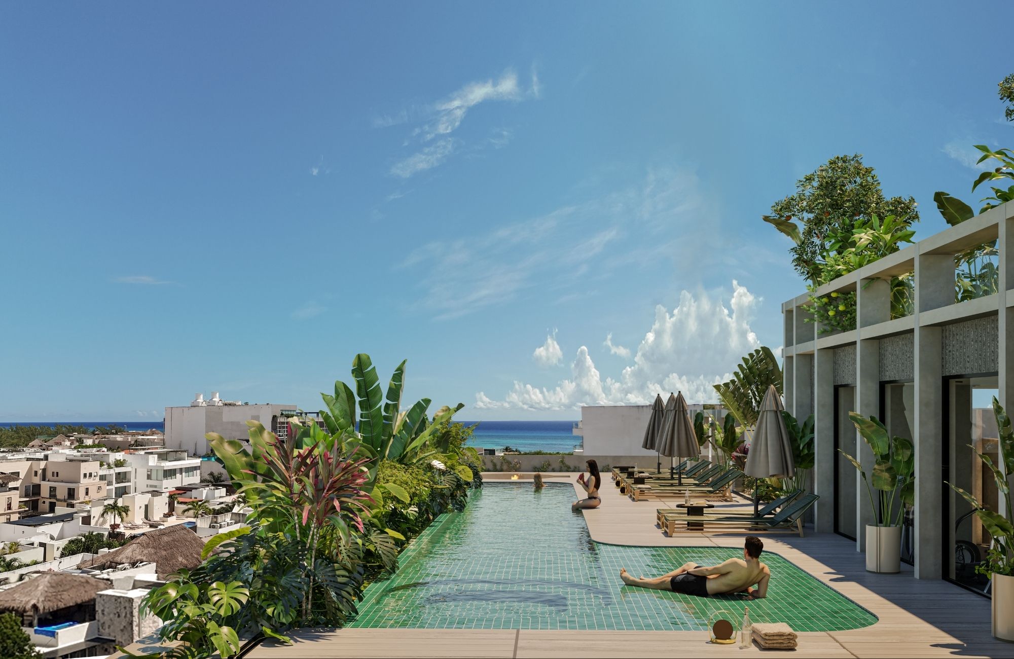 Condominium near Fifth Avenue and the beach, rooftop, for sale Playa del Carmen.n.
