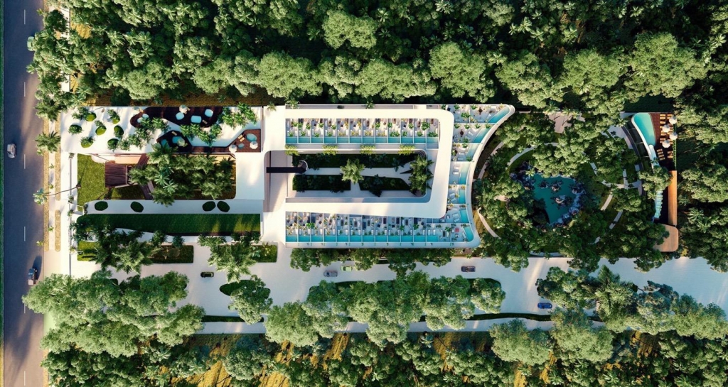 Departamento con alberca privada, roof top, asador, gimnasio, fogata, pre-construccion en venta Aldea Zama, Tulum.