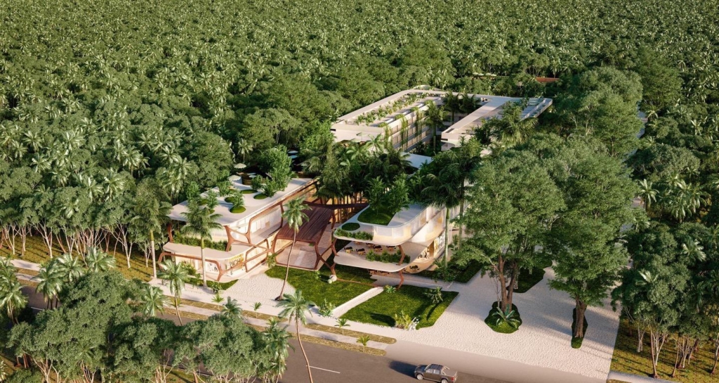 Departamento con alberca privada, roof top, asador, gimnasio, fogata, pre-construccion en venta Aldea Zama, Tulum.