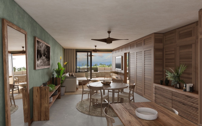 Departamento con alberca privada frente al mar, en venta, Tankah, Tulum