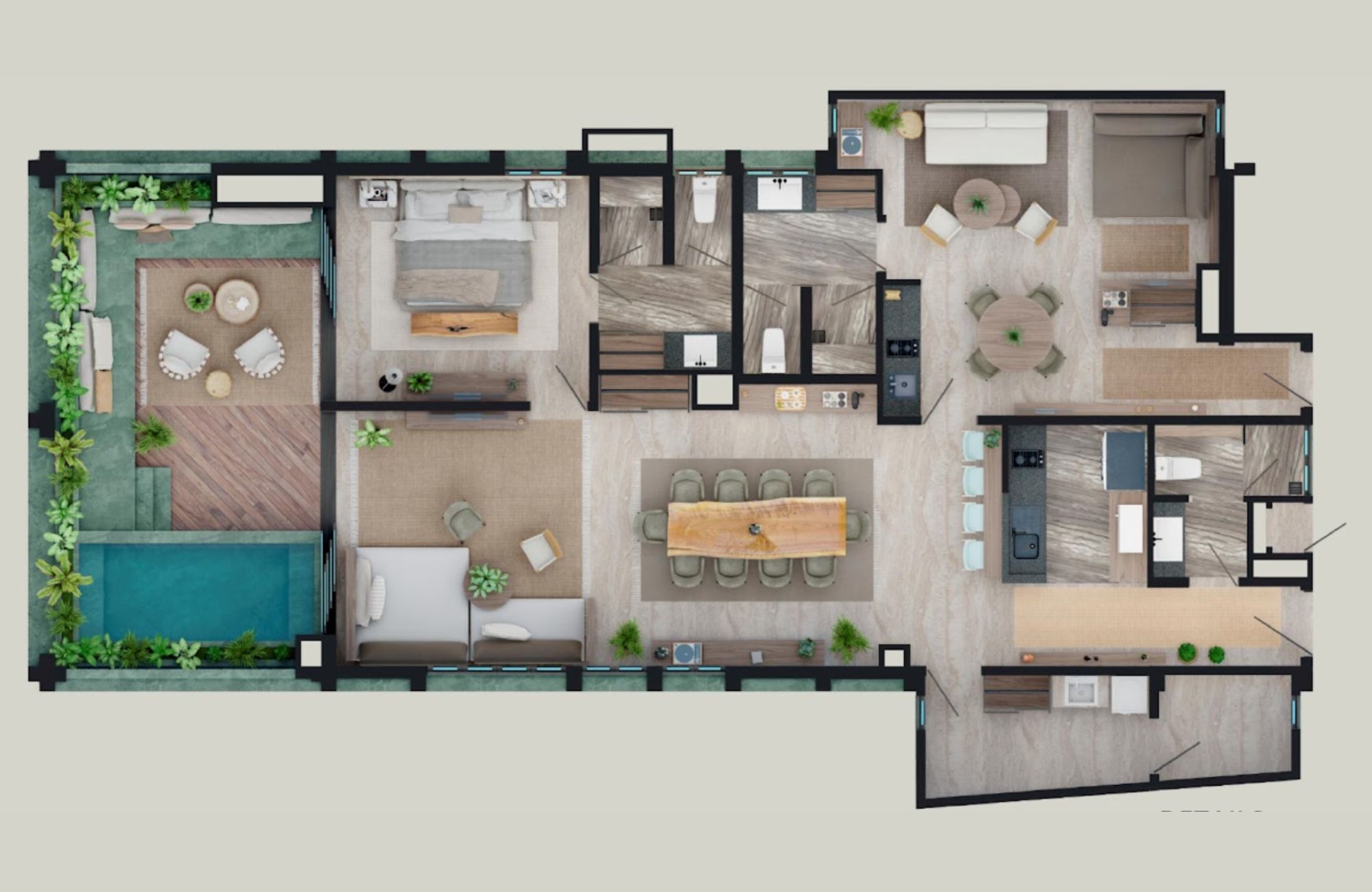 Condo with private terrace in every bedroom, beach club, for sale, Tankah Tulum