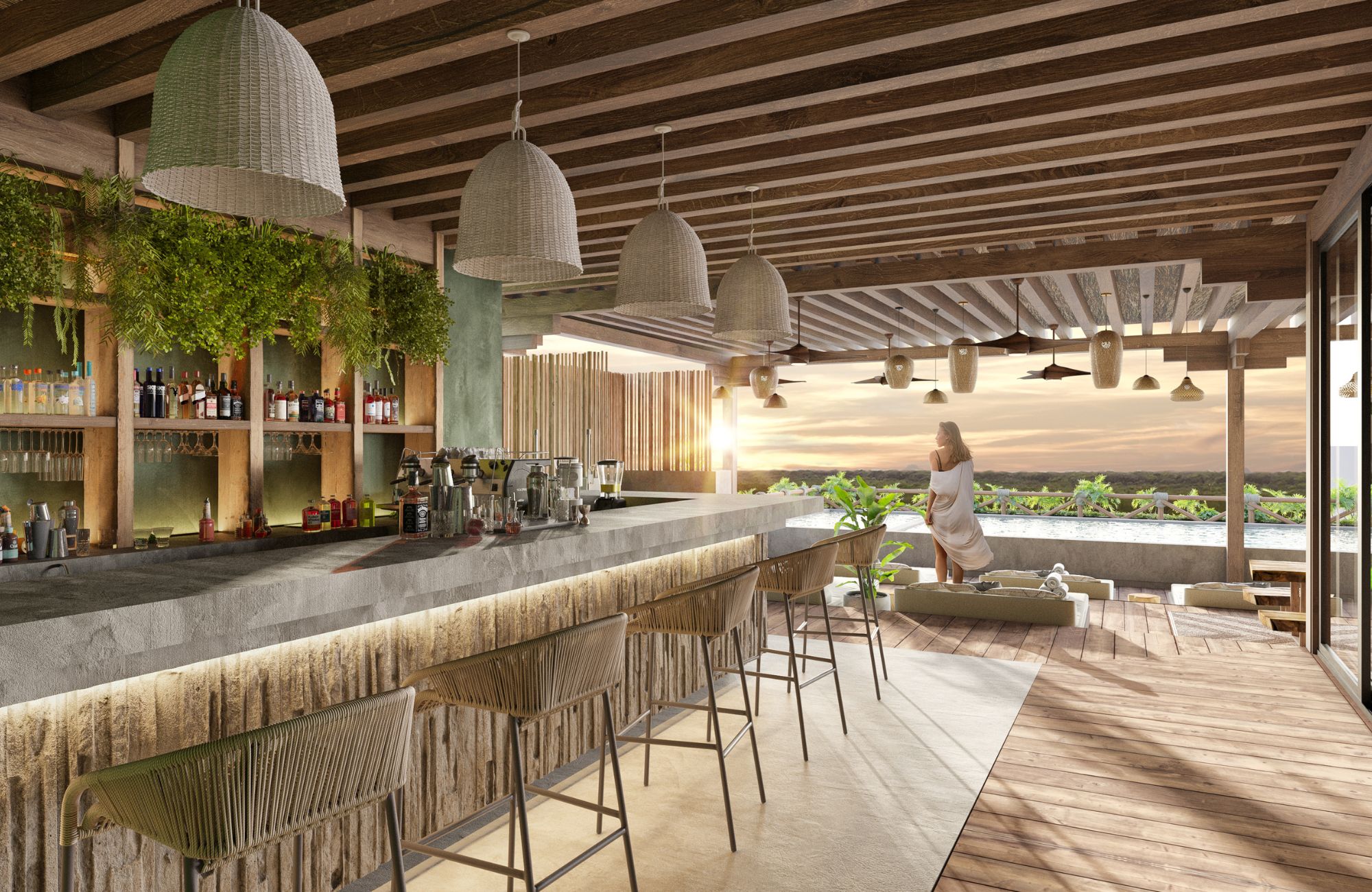 Apartment with ocean views from the common pool, barbecue area, access to the beach, under construction, for sale Tankah Tulum.???????