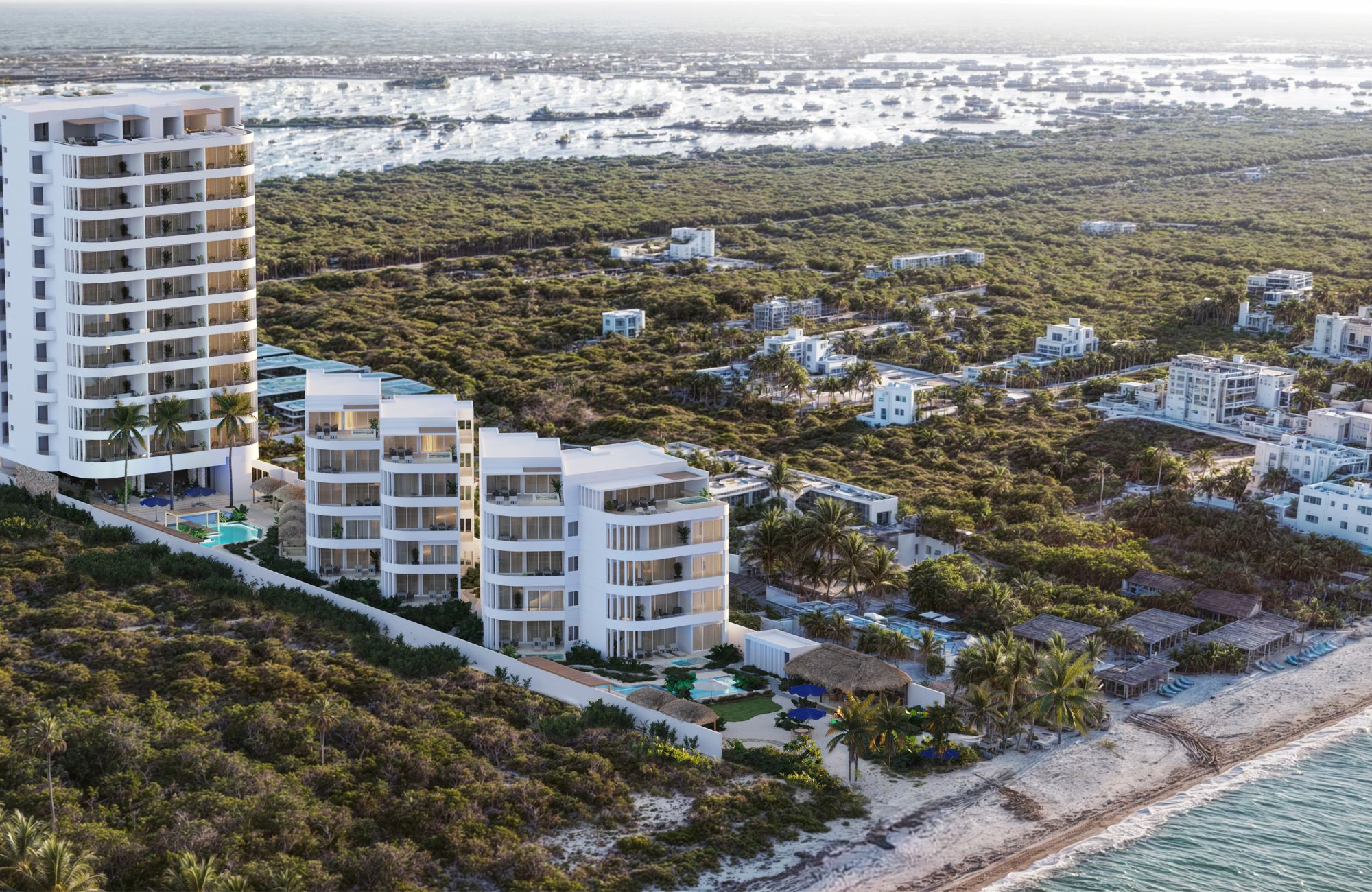 Beachfront condominium with balcony, paddle and tennis court, gym, snack bar, in Telchac, for sale, M&eacute;rida.