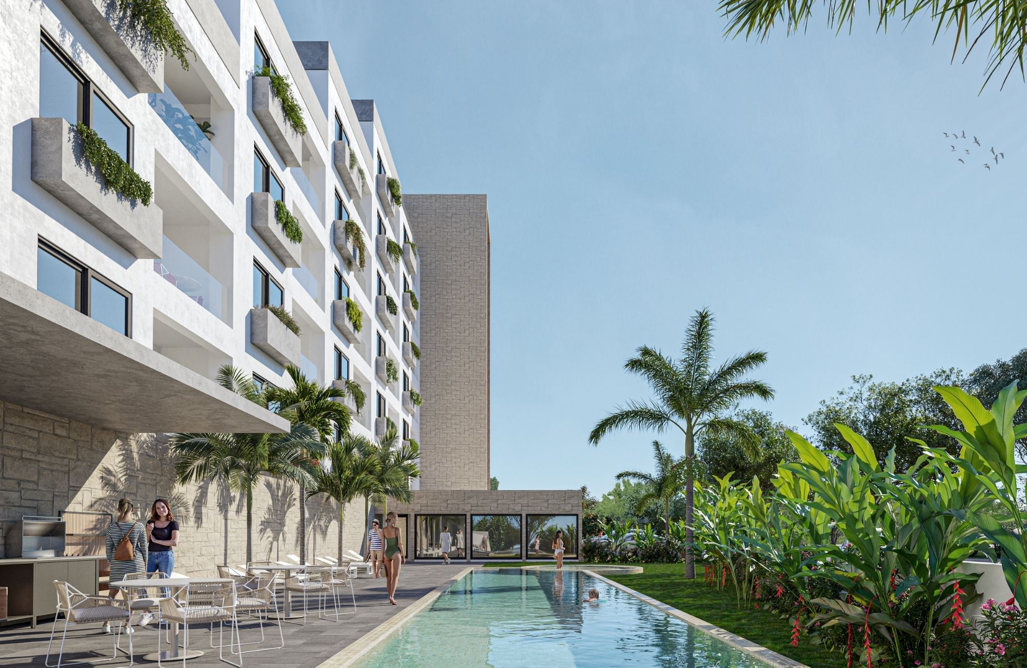 Condo con concierge, cine, spa, gimnasio, sky lounge, restaurante, area de perros y mas amenidades en preconstruccion, venta Cancun.