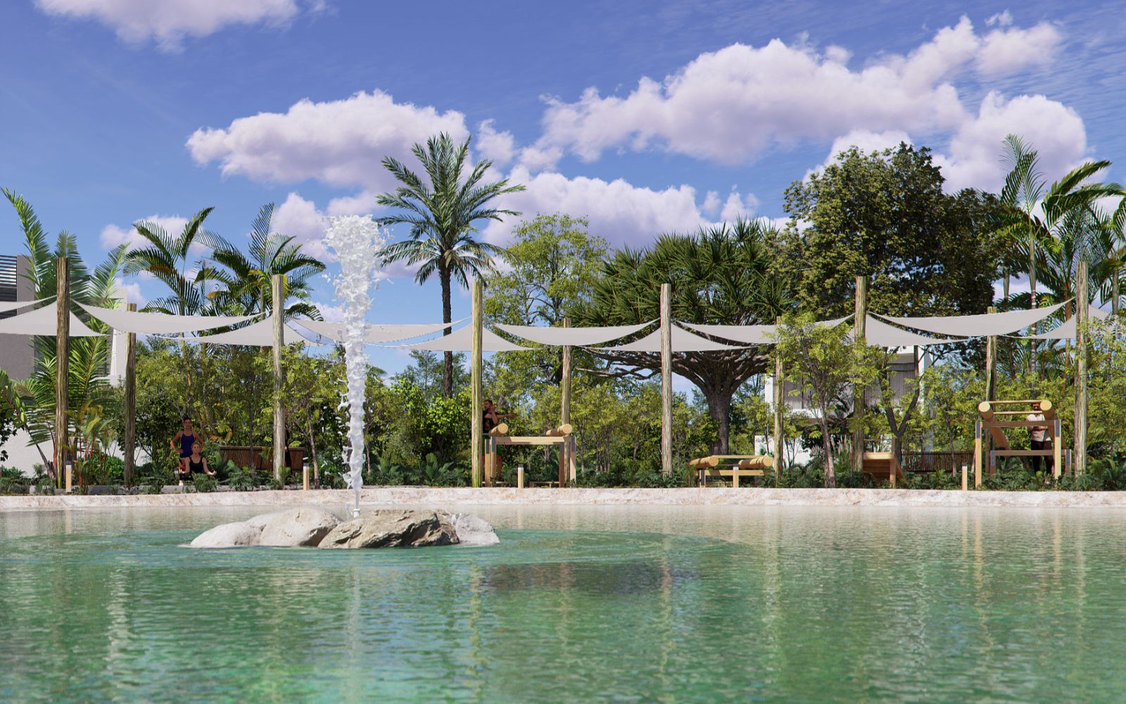 Lot in a private residential community with a clubhouse, sports courts, swimming pool, and dog areas for sale in Playa del Carmen.