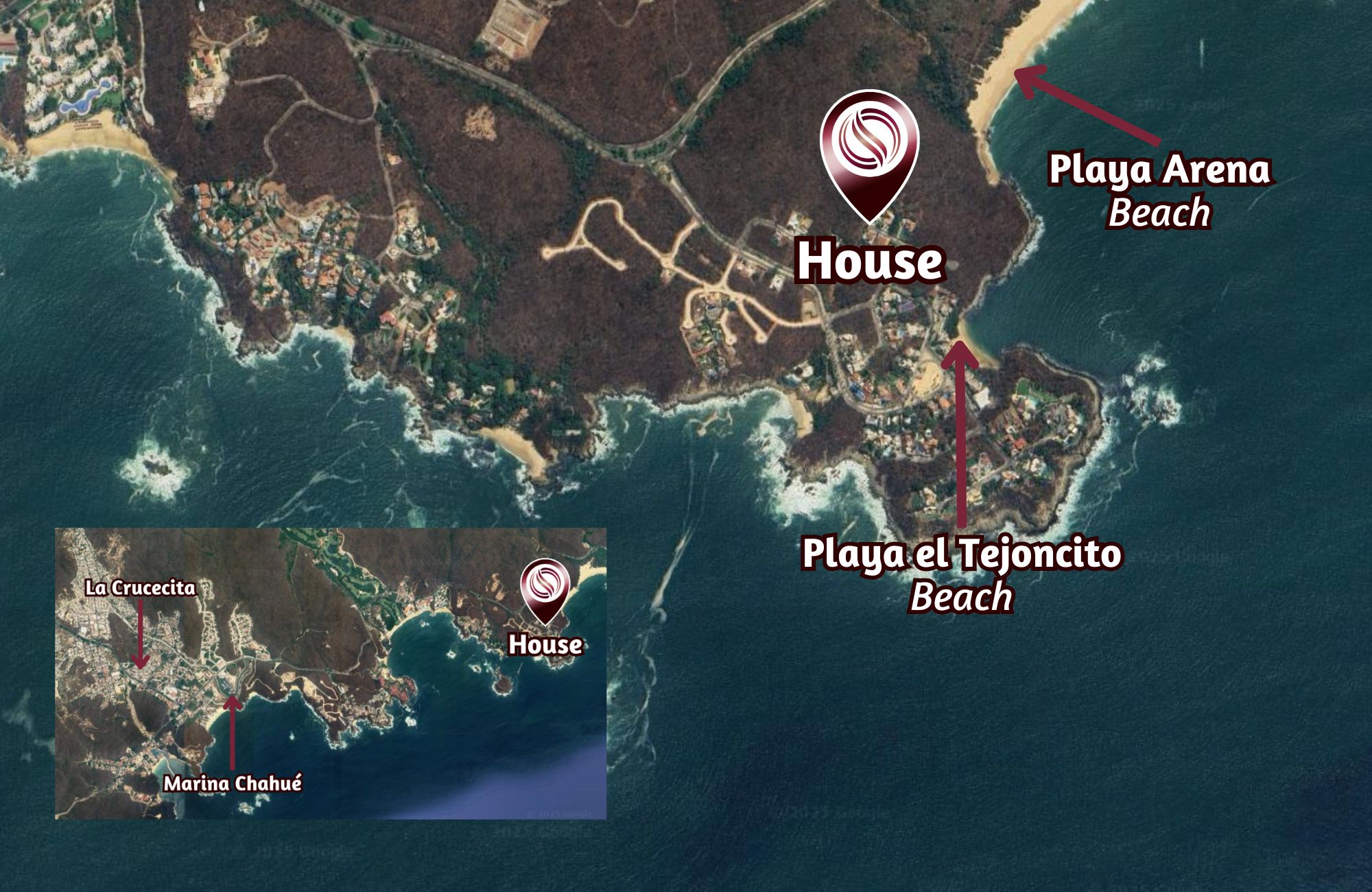 6 bedroom villa with pool and garden, for sale in Sector O, Huatulco.