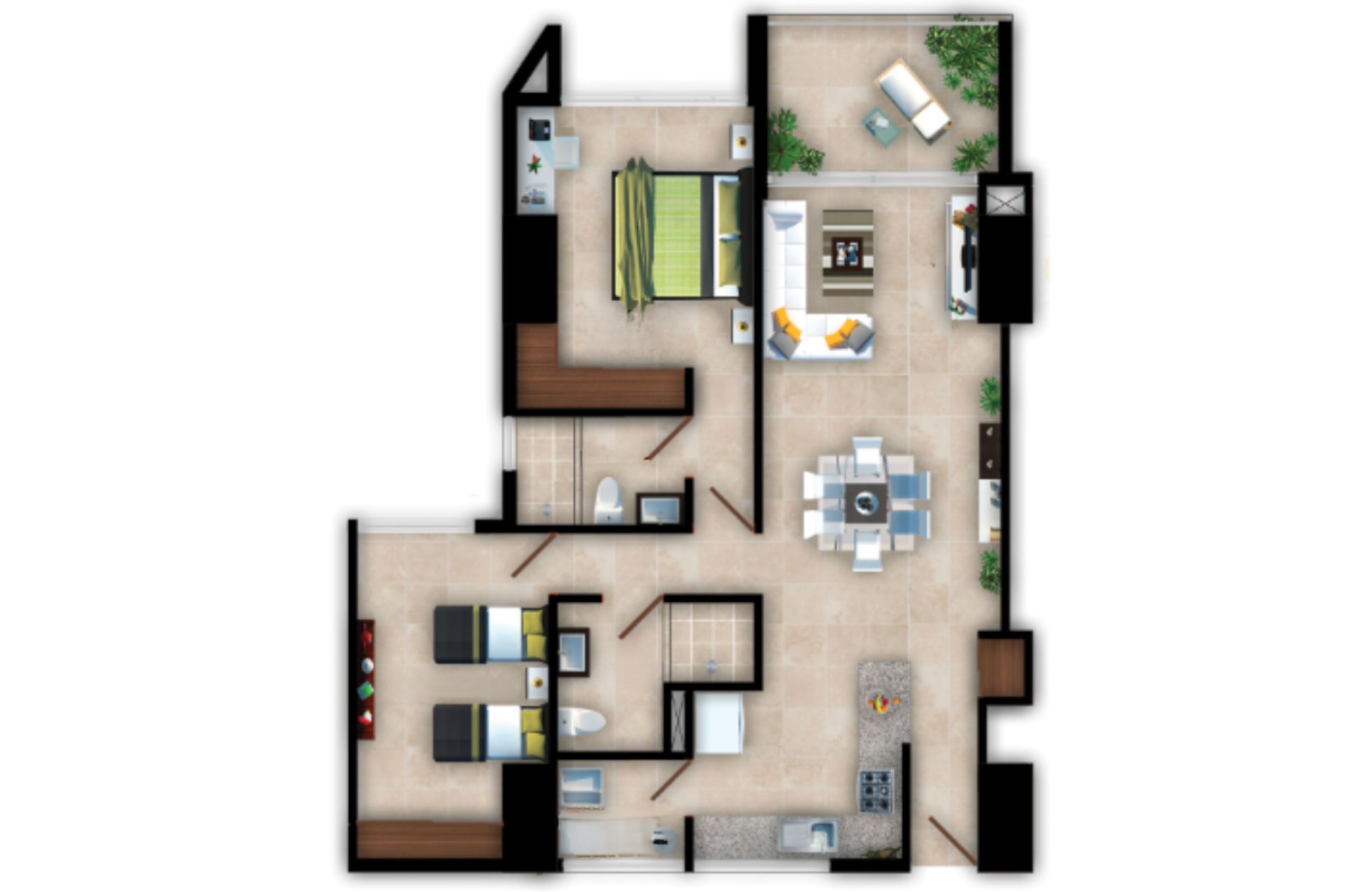 2 bedroom apartment with Gym, Pool and Jacuzzi for sale, Hotel Zone, Cancun.