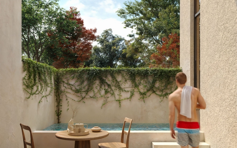 Departamento con alberca en el rooftop, en venta, Pionera Conkal, M&eacute;rida