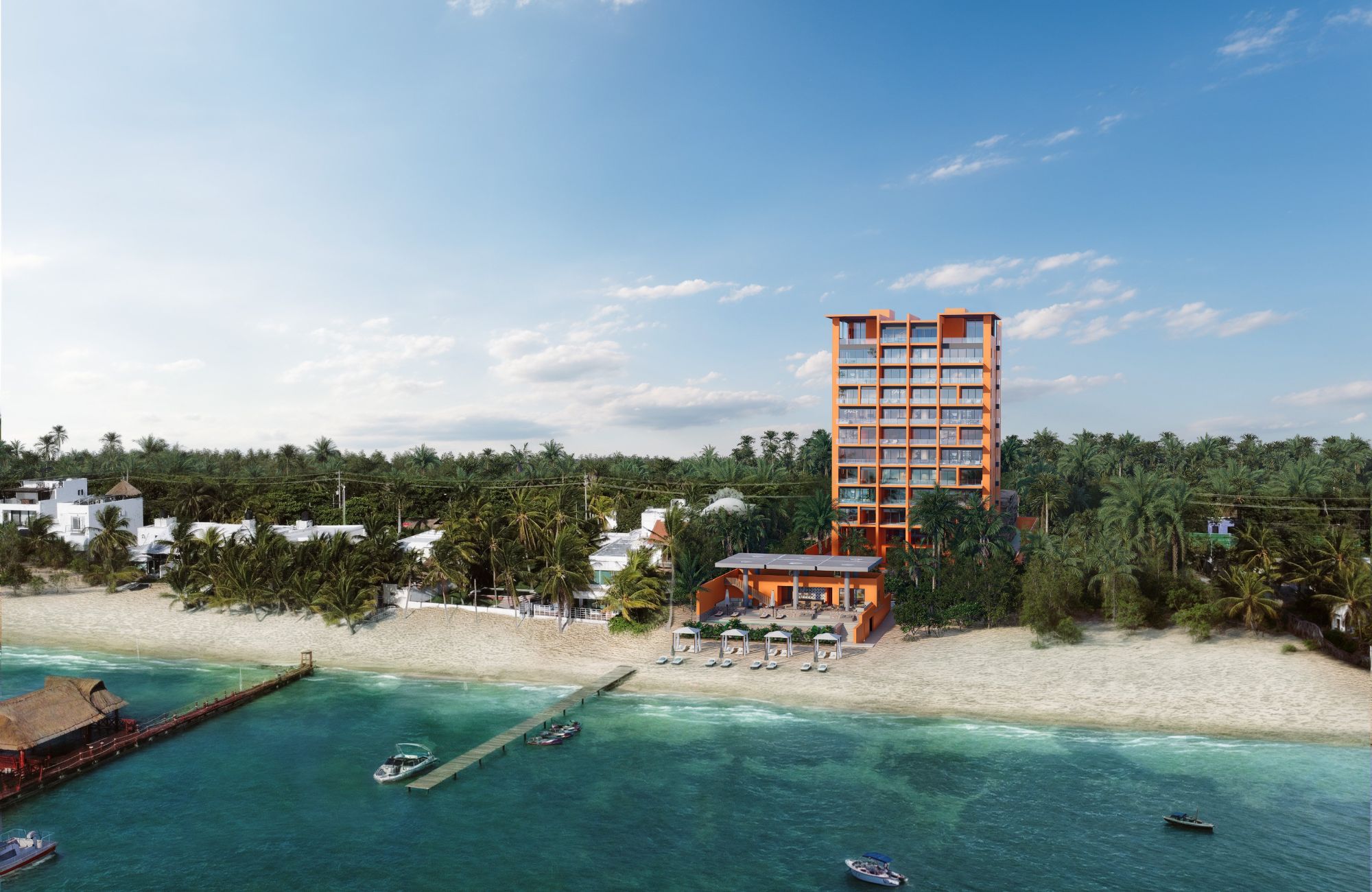 Ocean view apartment with dock, adults pool, golf, marina,  beach club, for sale Puerto Canc&uacute;n.