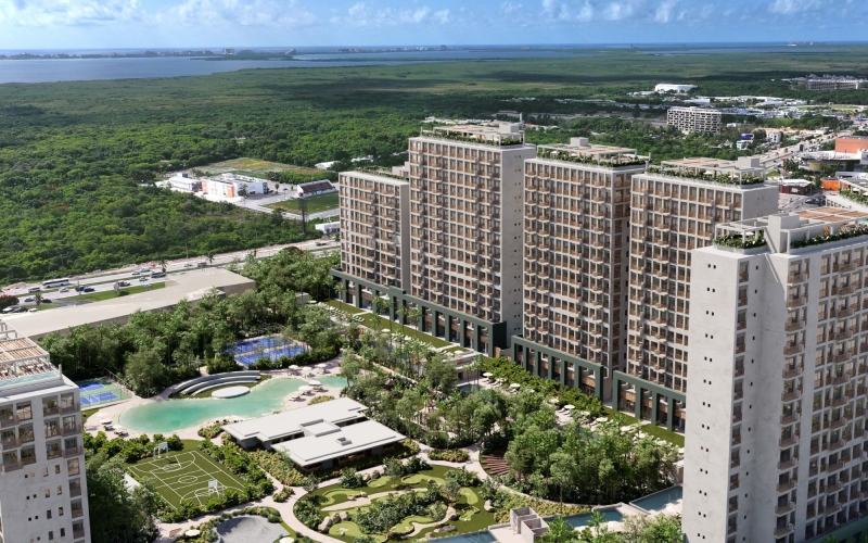 Condo con alberca, gym, padel, en venta, Luis Donaldo Colosio, Canc&uacute;n.