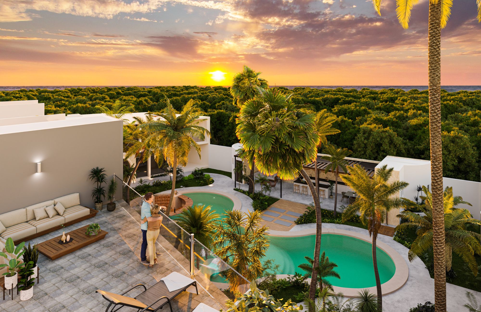 Ocean view apartment, hotel amenities for sale Cozumel South Hotel Zone