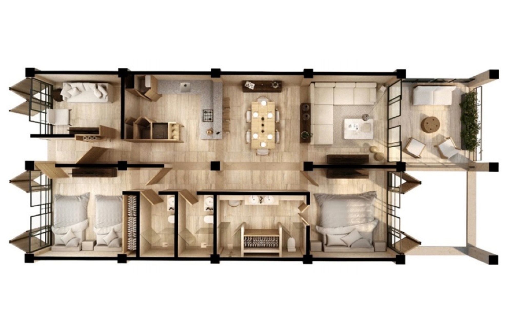 Double height condo, in golf course with beach club, double terrace, TV room, in Corasol, Playa del Carmen, pre-construction.