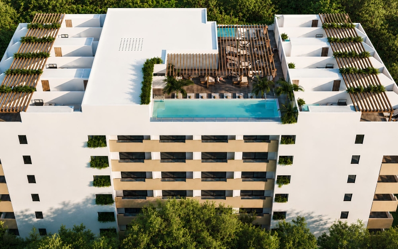 Loft with private terrace, coworking area, rooftop pool, and gym for sale