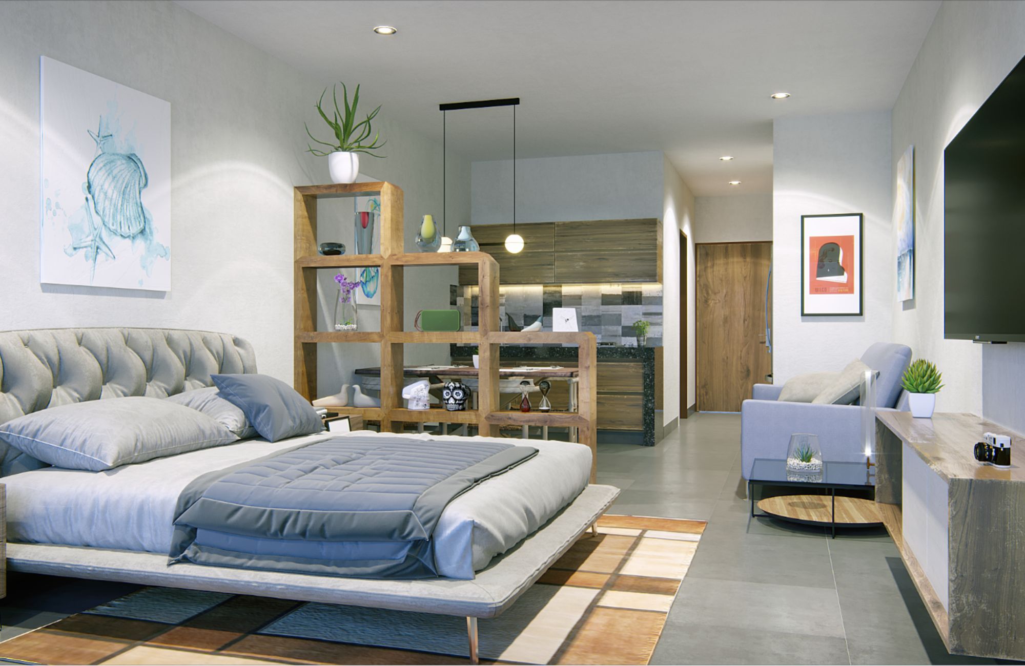 Ground floor condo with small garden, terrace with pool, jacuzzi, gym, coworking, concierge, pre-construction, for sale, Playa del Carmen.