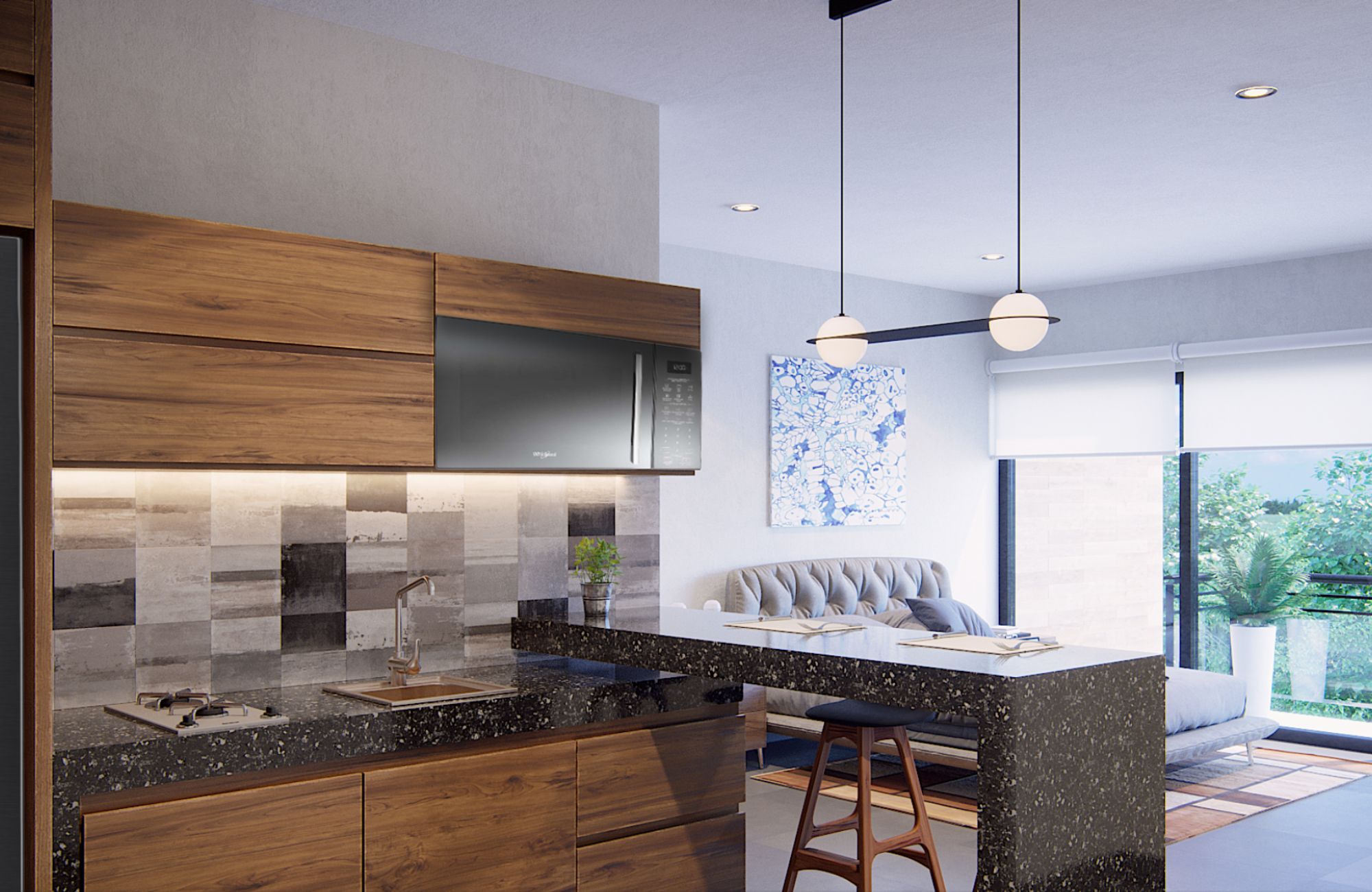 Studio with private terrace, pool, gym and hammock area, Downtown, for sale, Playa del Carmen.