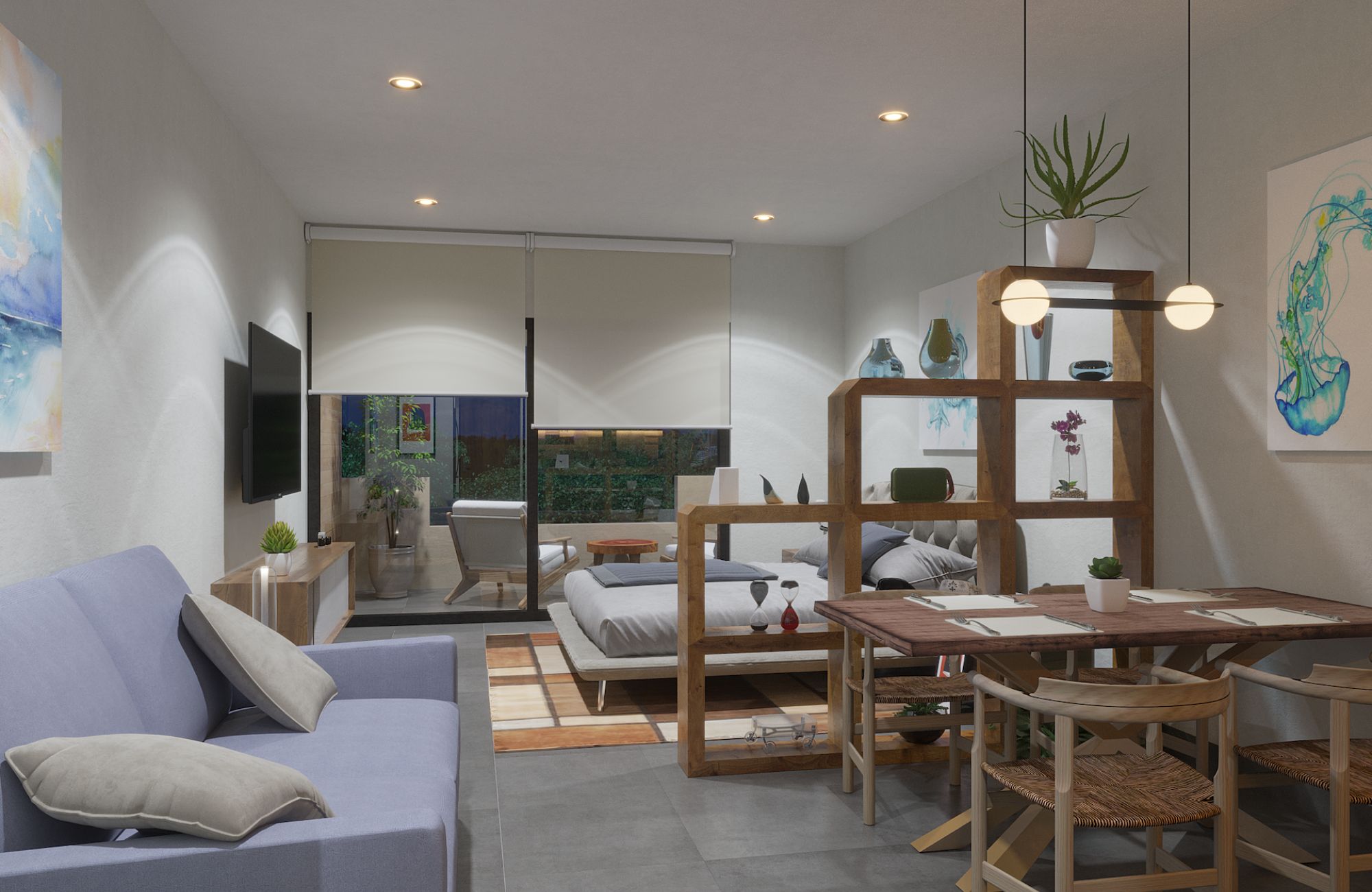 Studio with private terrace, pool, gym and hammock area, Downtown, for sale, Playa del Carmen.