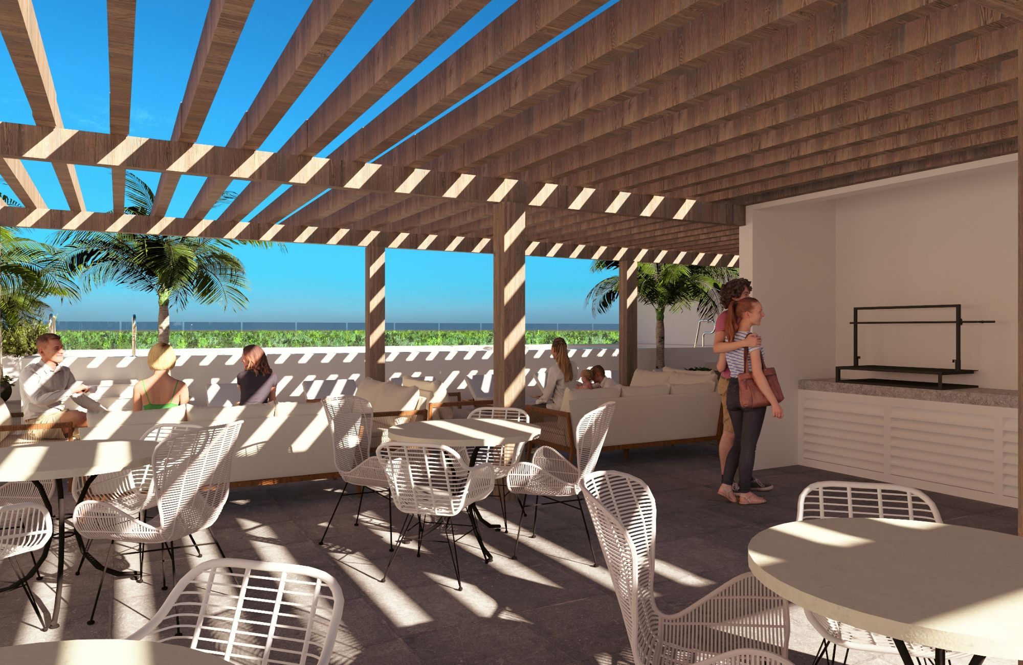 Studio with private terrace, pool, gym and hammock area, Downtown, for sale, Playa del Carmen.