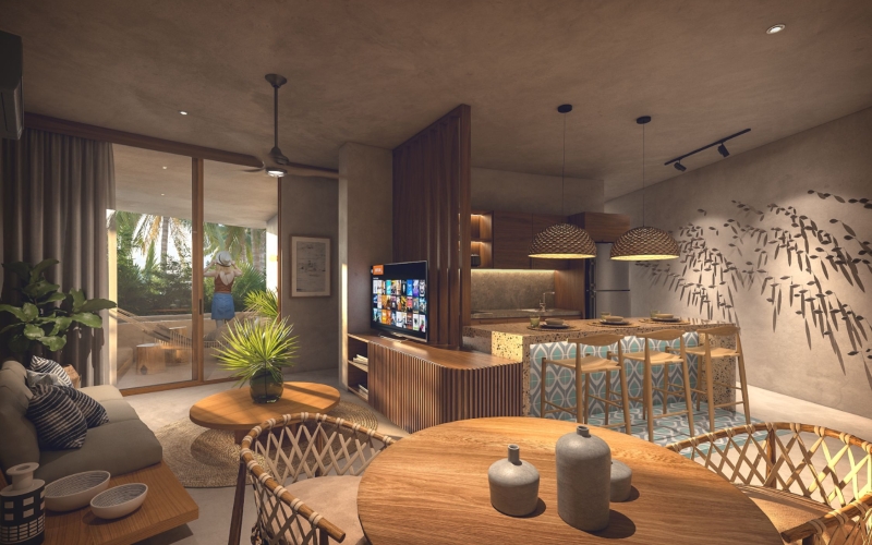 Condo con alberca privada en venta, acceso a la playa, Tankah, Tulum