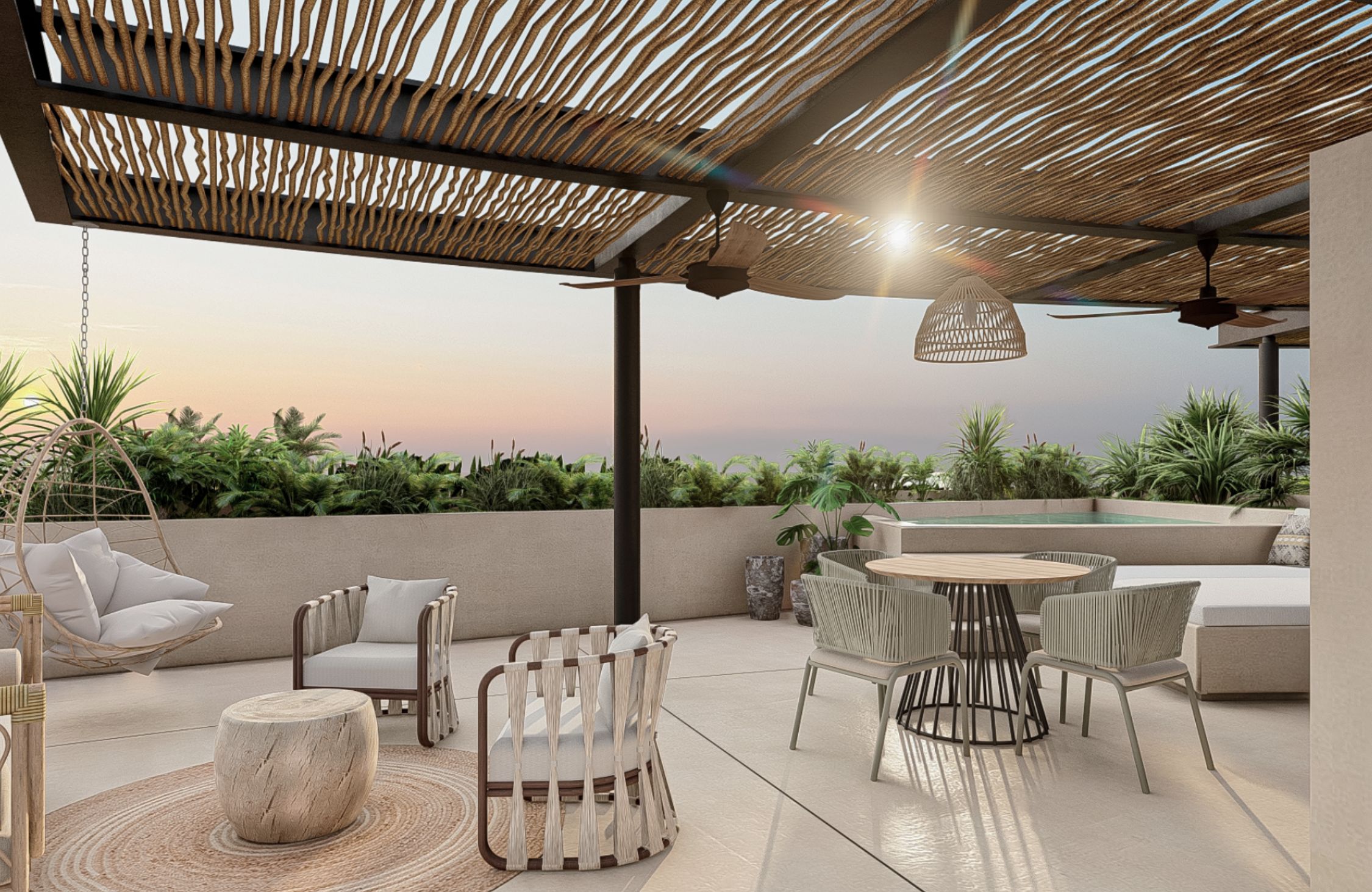 Luxurious and spacious apartment with amenities and a poolside bar in Aldea Zam&aacute;.