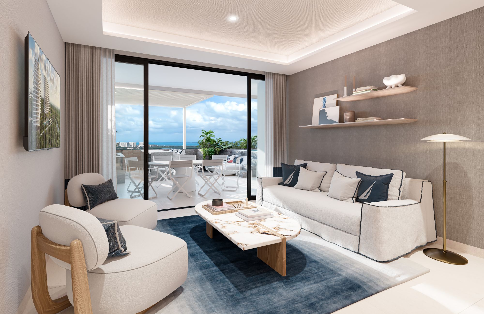 Marina front condominium with golf course views and nature reserve with luxury finishes.