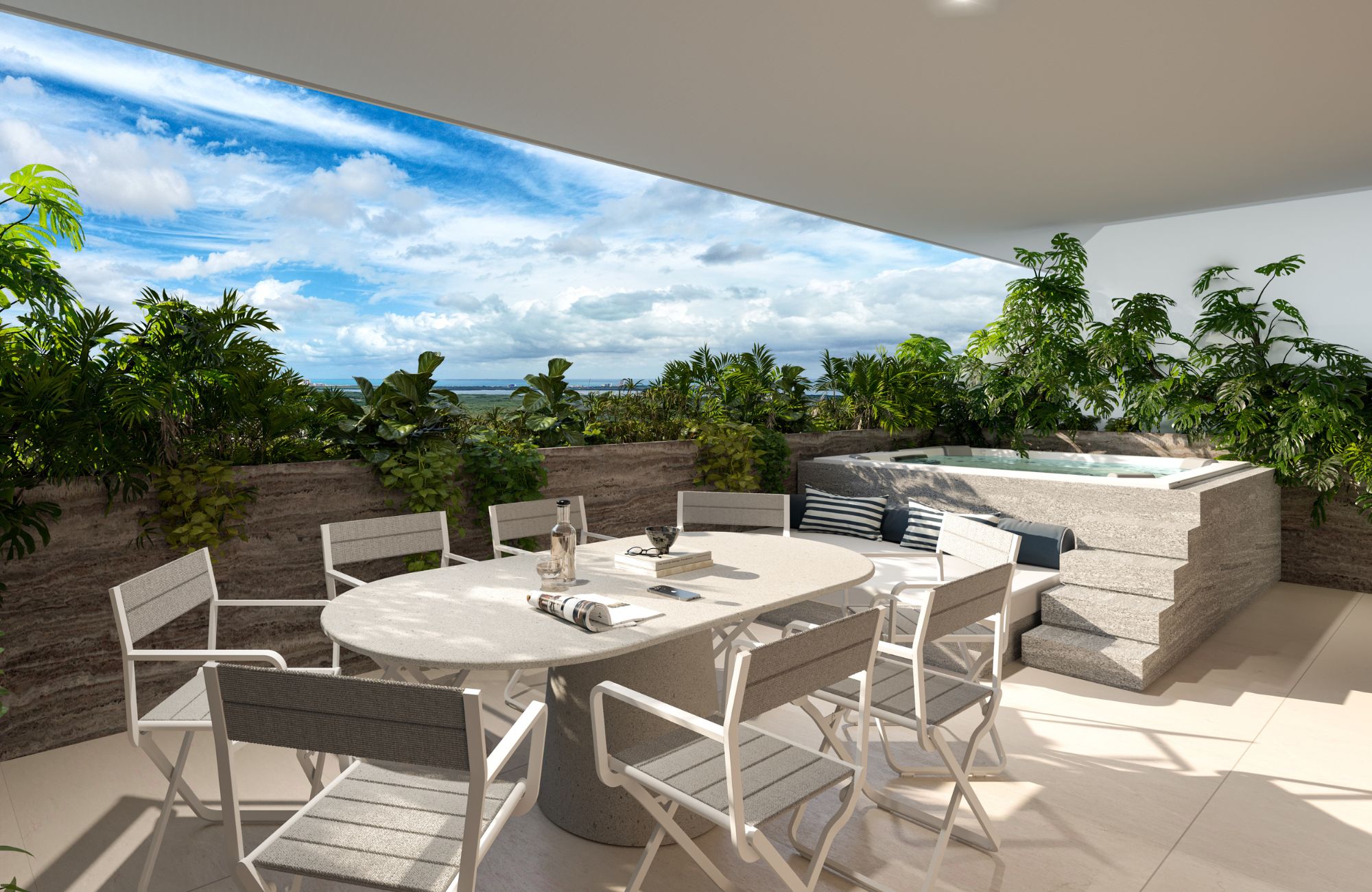 Luxury condo with beautiful views of the sea and the marina, with amenities: infinity pool, spa, gym, lounge area, meeting room, lobby