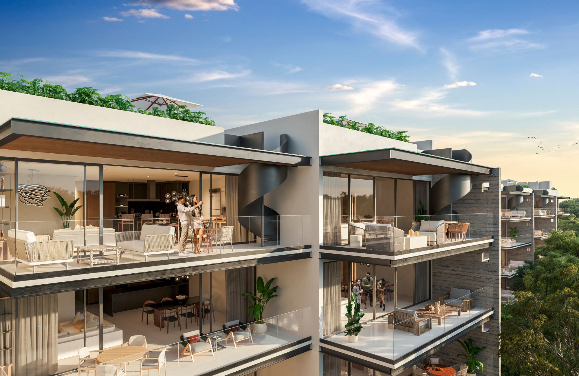 Departamento con varias terrazas privadas, en venta,&nbsp; Playacar, Playa del Carmen